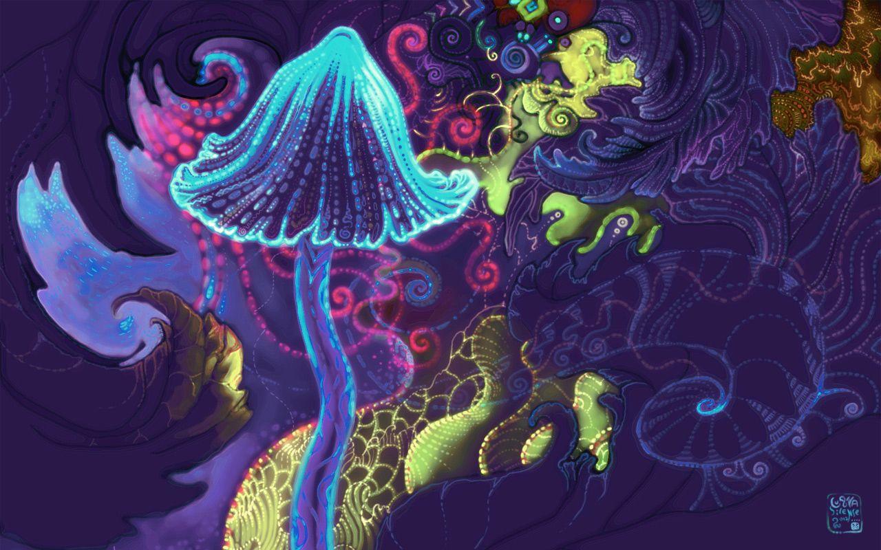 Trippy Mushrooms Neon Composition 8443593 Vector Art at Vecteezy