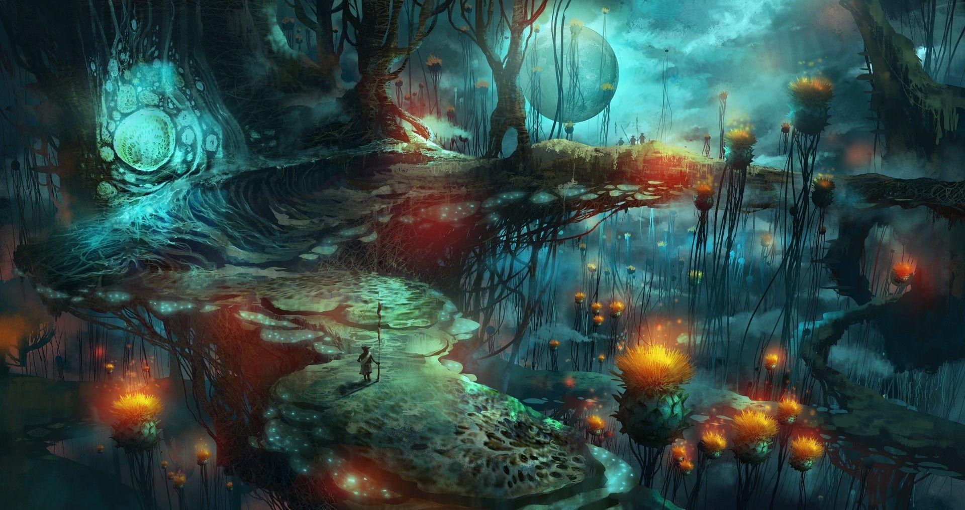 Wallpaper, fantasy art, mushroom, magic mushrooms, screenshot
