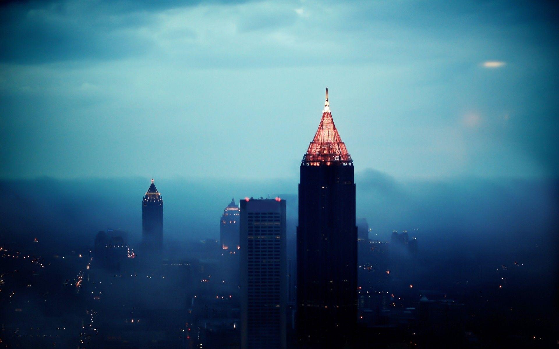 Atlanta city night buildings skyscrapers cityscapes Wallpaper