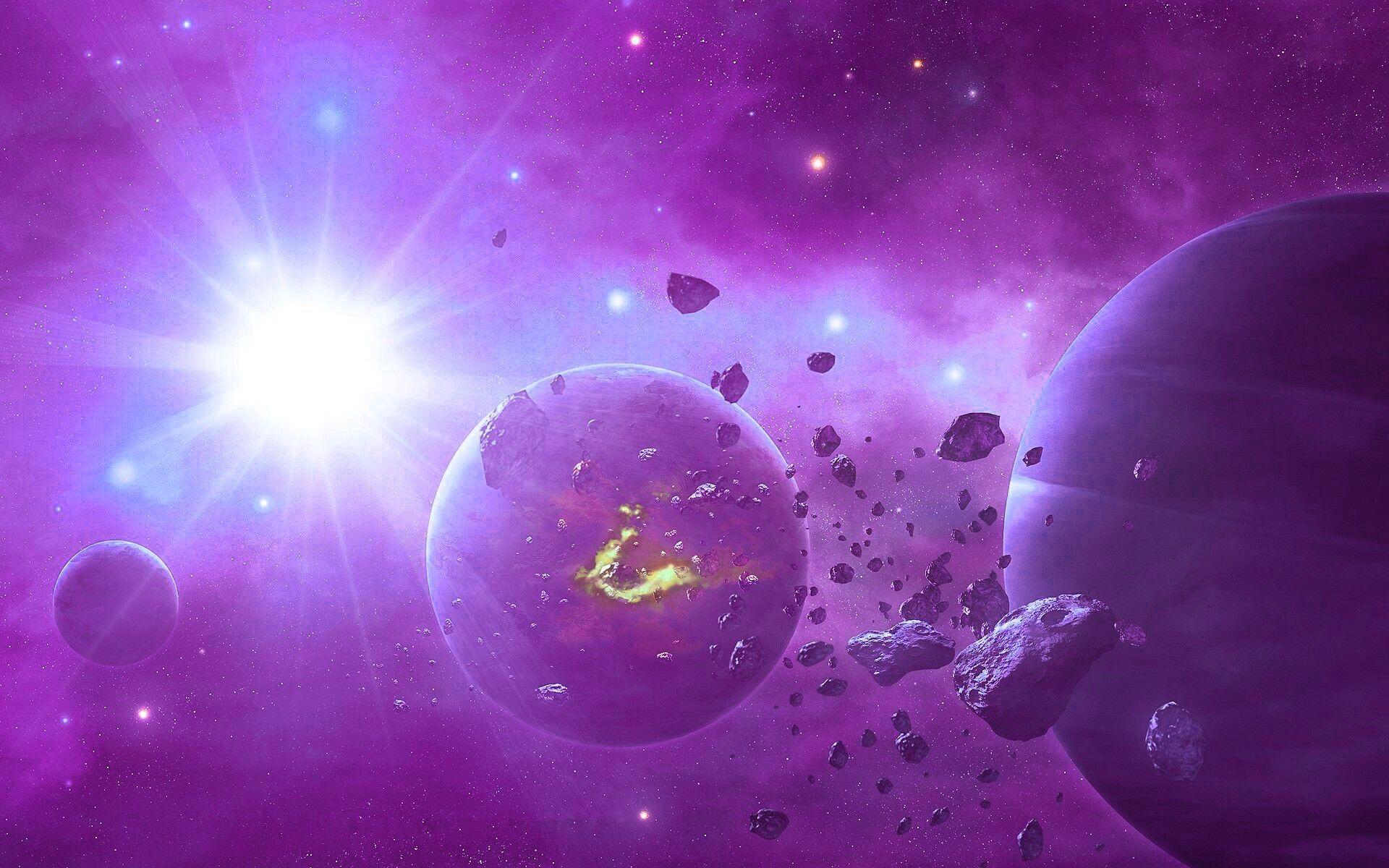 Purple Sun Space Wallpaper HD Wallpaper