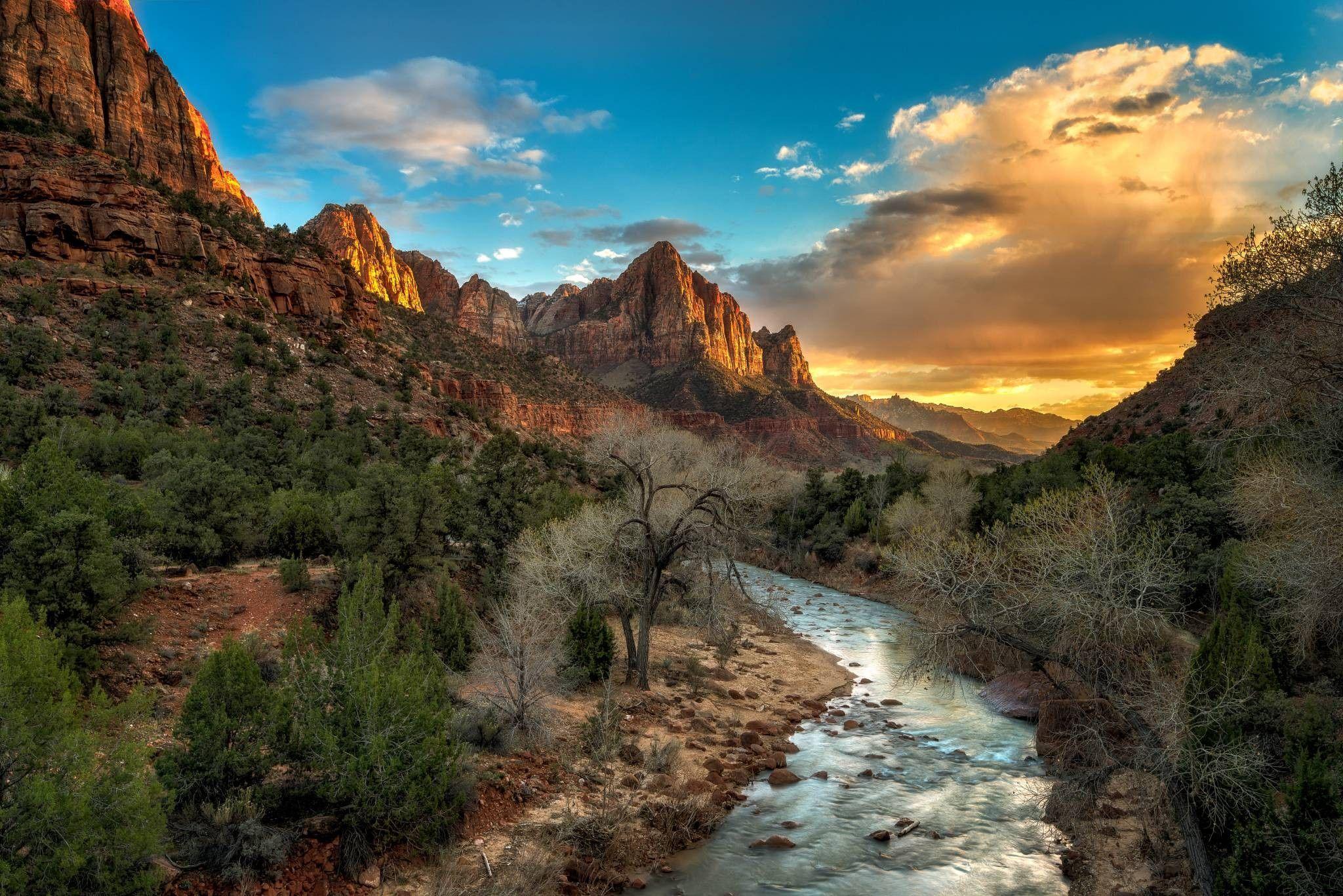 Mountains: National Mountain River Cool Park Nature Fun Zion