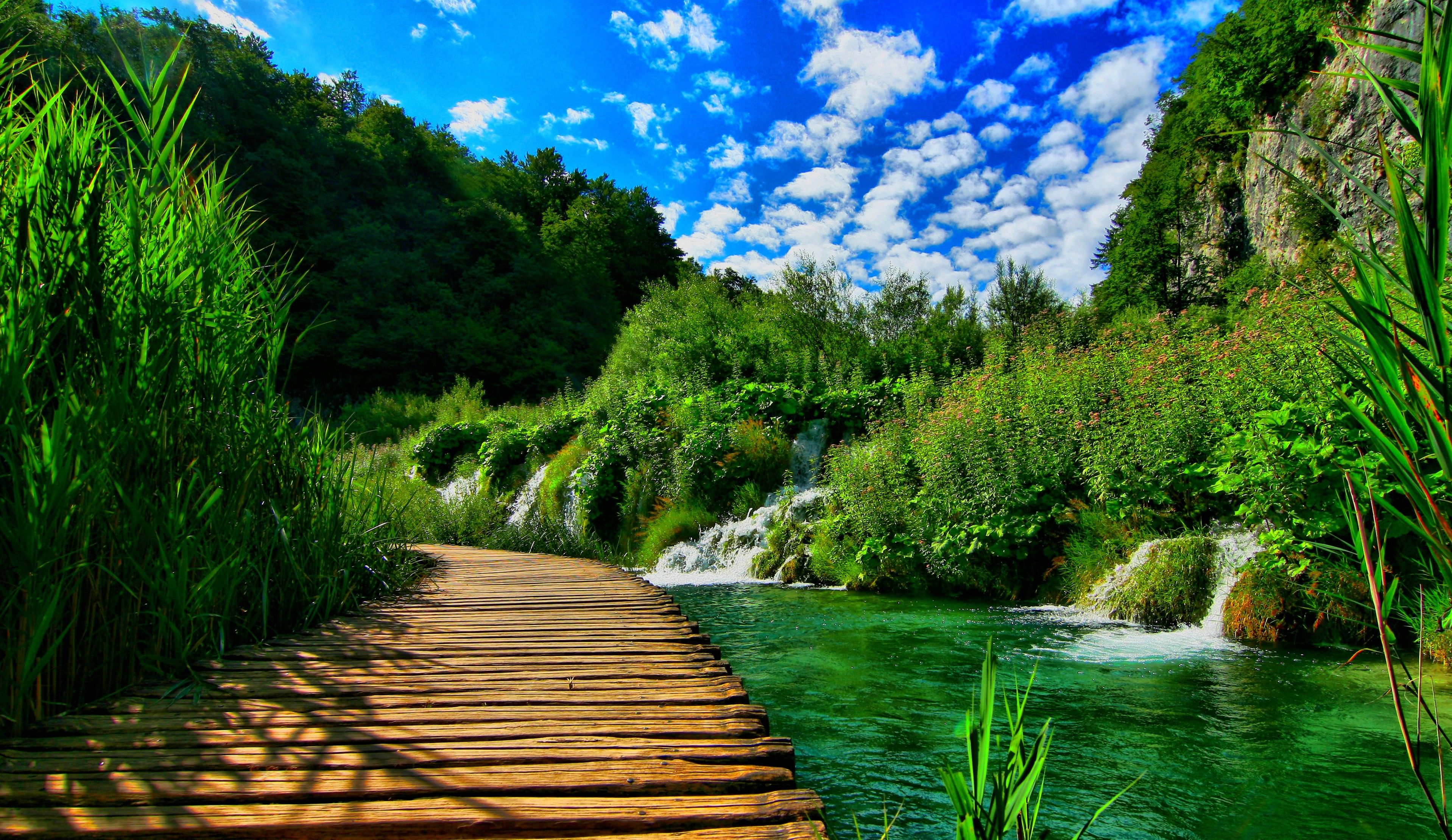 River: Waterfalls Landscape Nice Clouds Rivers Green Cool Nature
