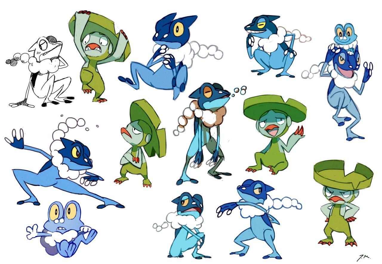 Some frog pokemon + Lombre :). Pokemon. Pokémon, Frogs