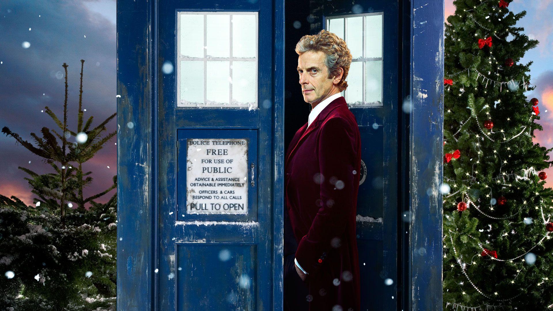 A Doctor Who Christmas Wallpaper featuring Peter Capaldi as
