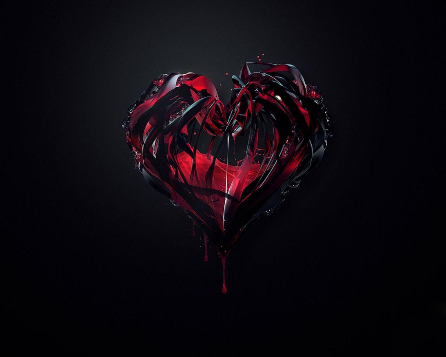 3D Red And Black Heart. HD 3D and Abstract Wallpaper for Mobile