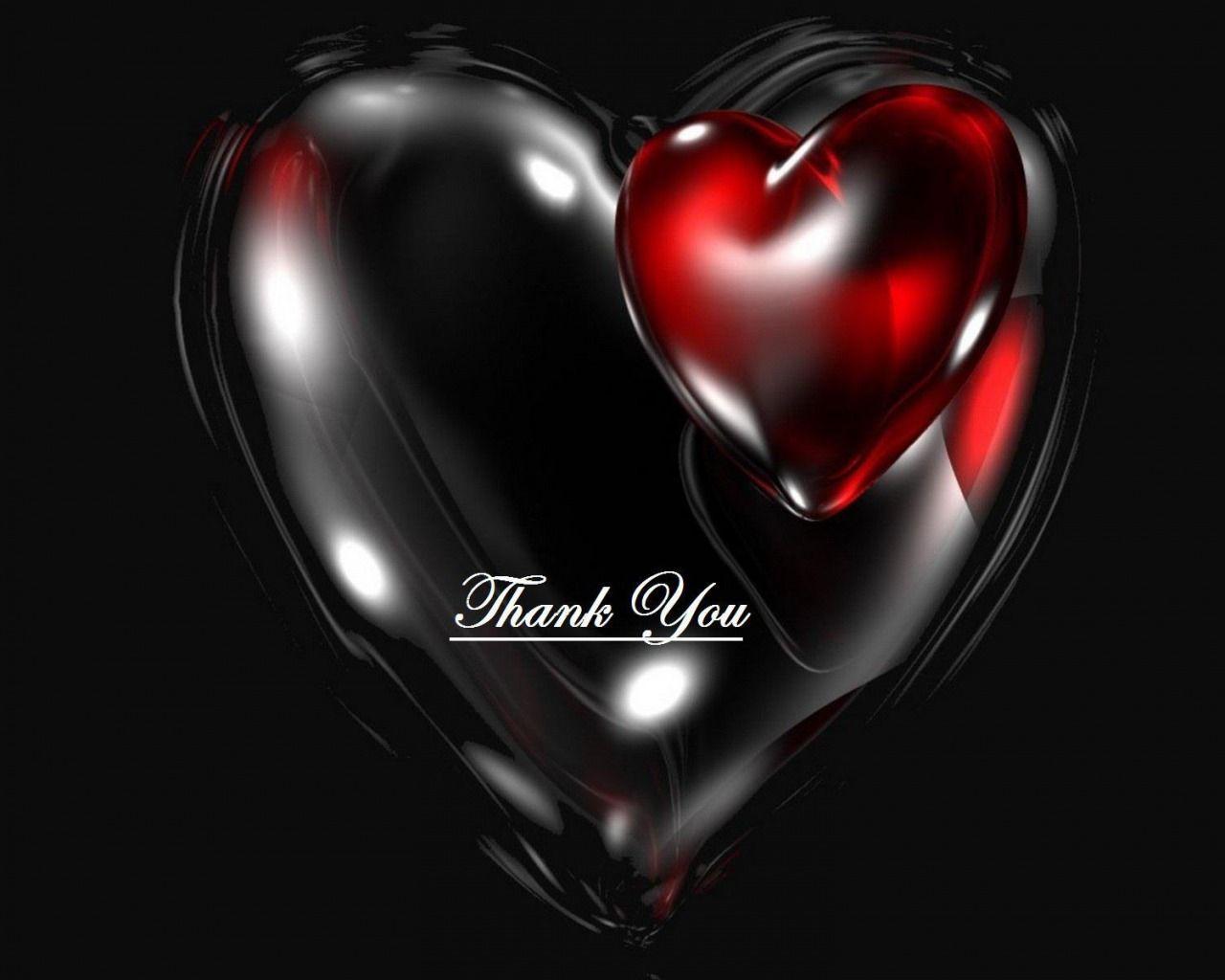 Thank you black 3D heart wallpaper and background