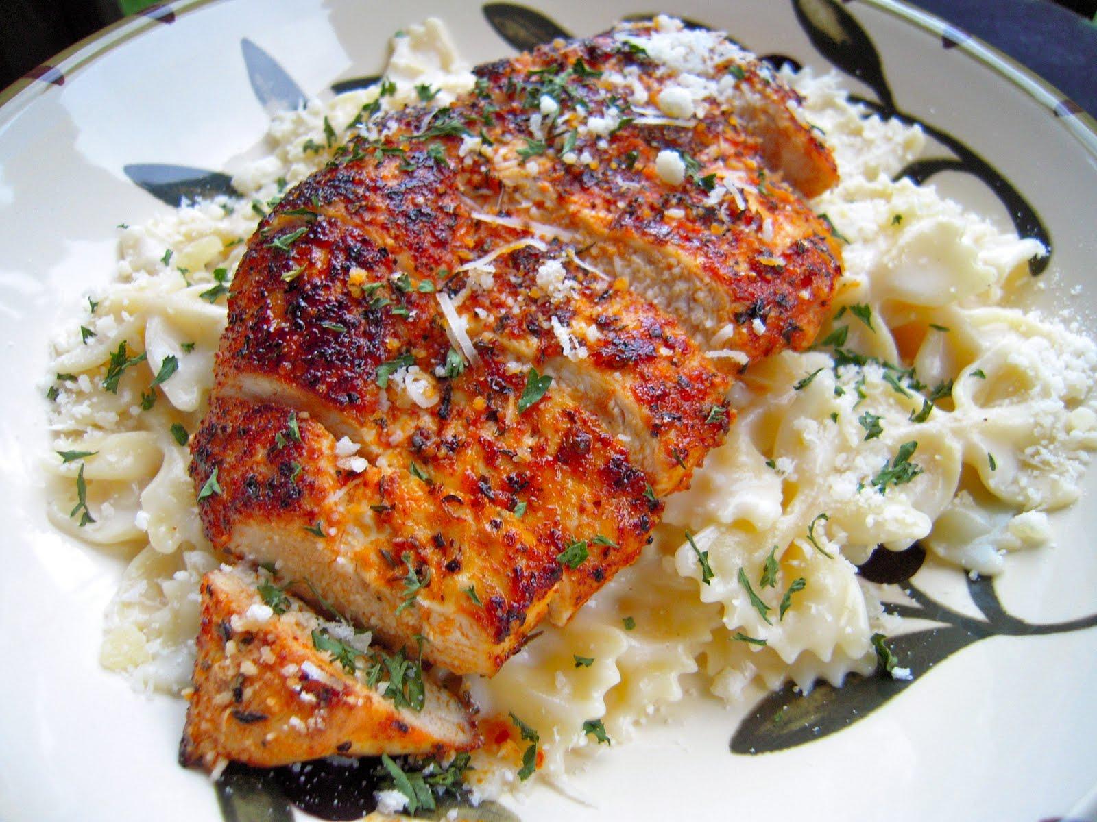 Blackened Chicken with Roasted Garlic Alfredo