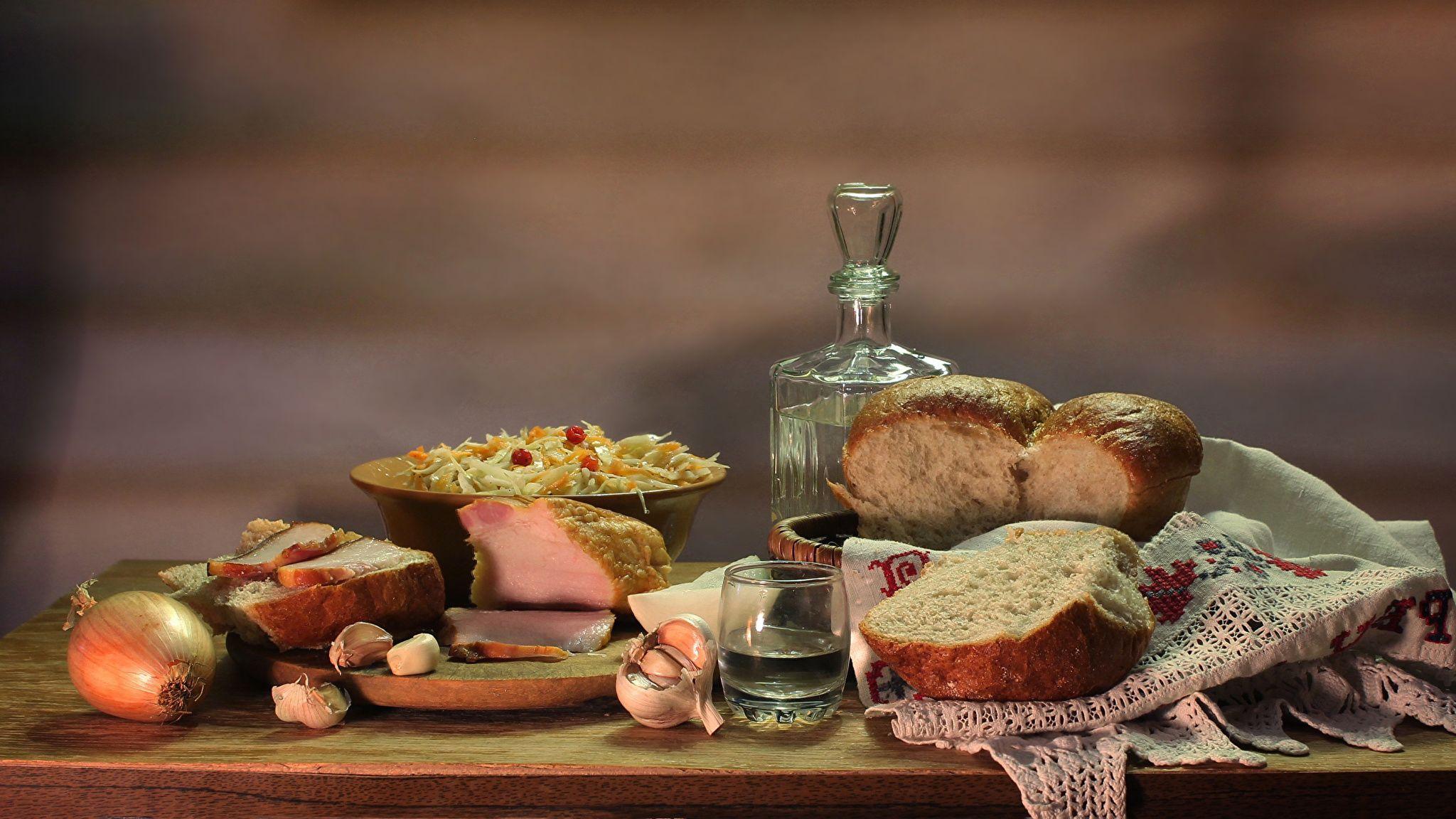 Image Onion Vodka Ham Bread Garlic Food Shot glass 2048x1152