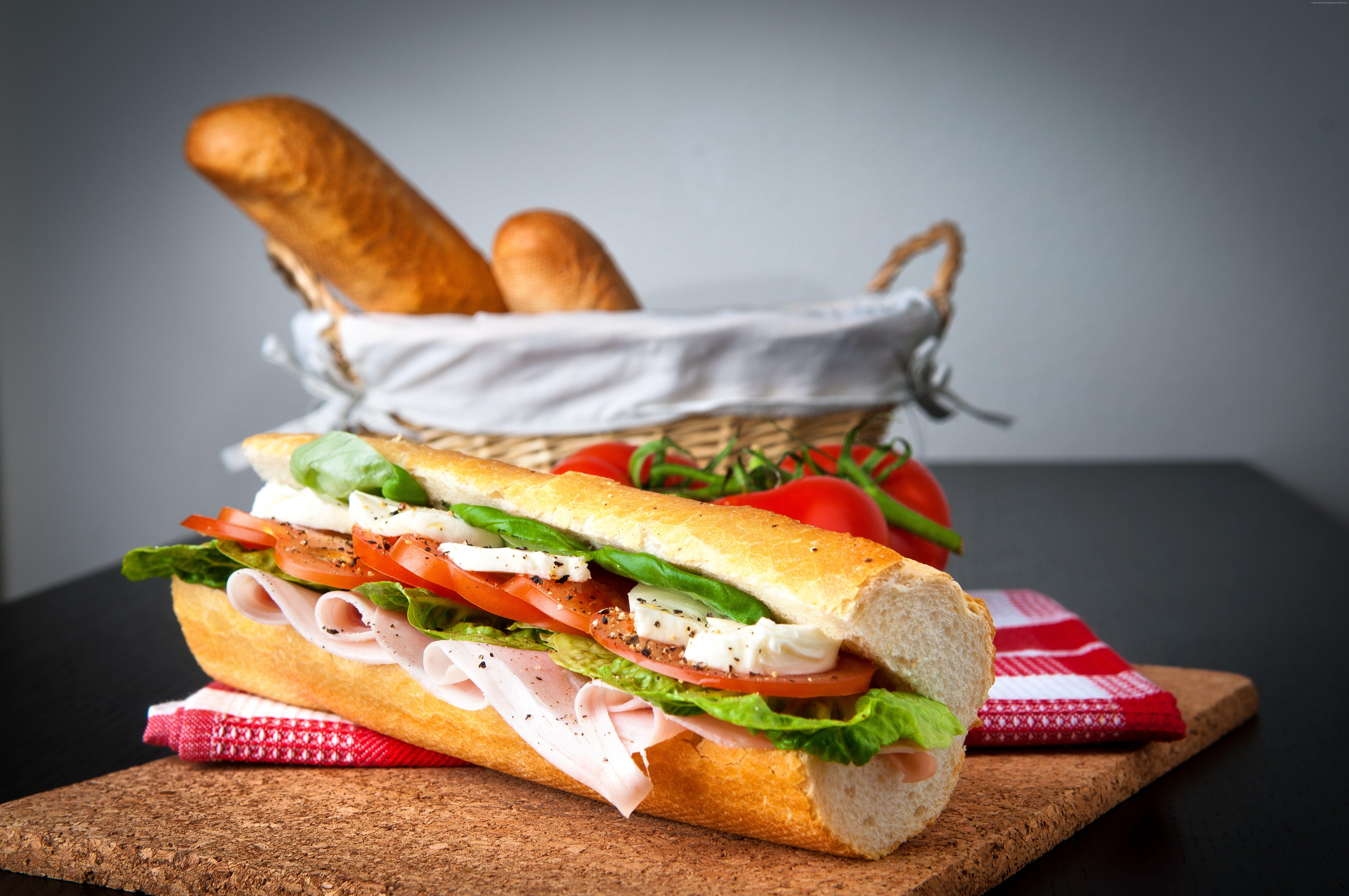 Wallpaper panini, ham, cheese, salad, bread baske, Food