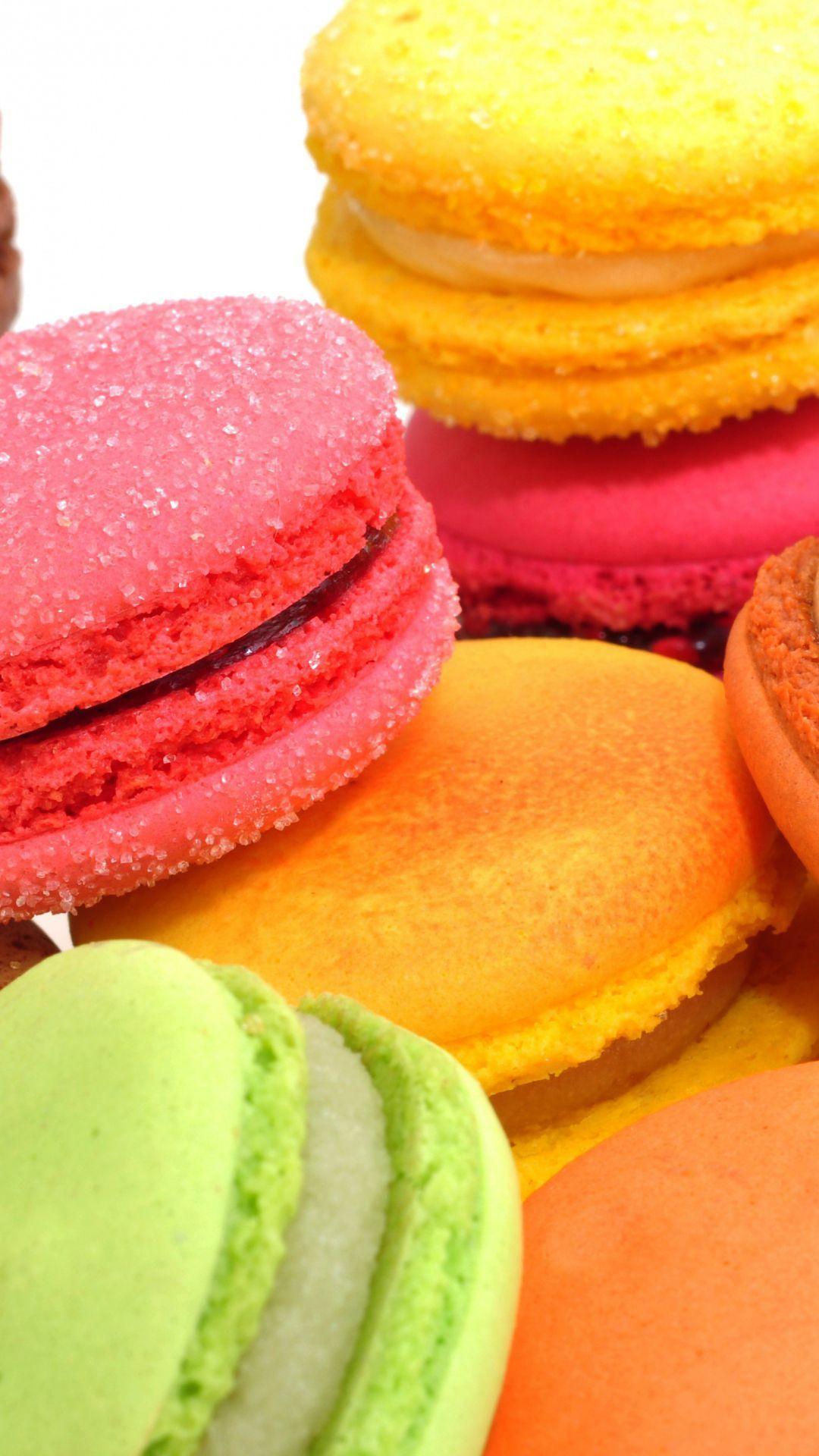 Colorful Macaroons Pink Yellow Flavors android wallpaper HD. food
