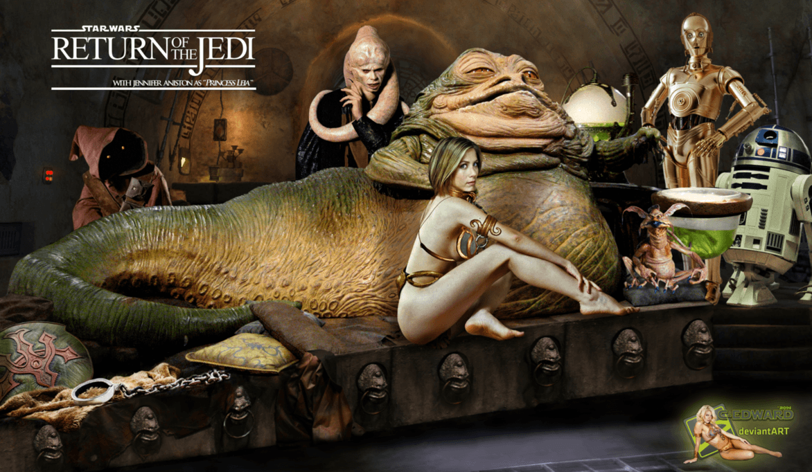 Jennifer Aniston. Princess Leia Slave. Jabba Hutt By C Edward