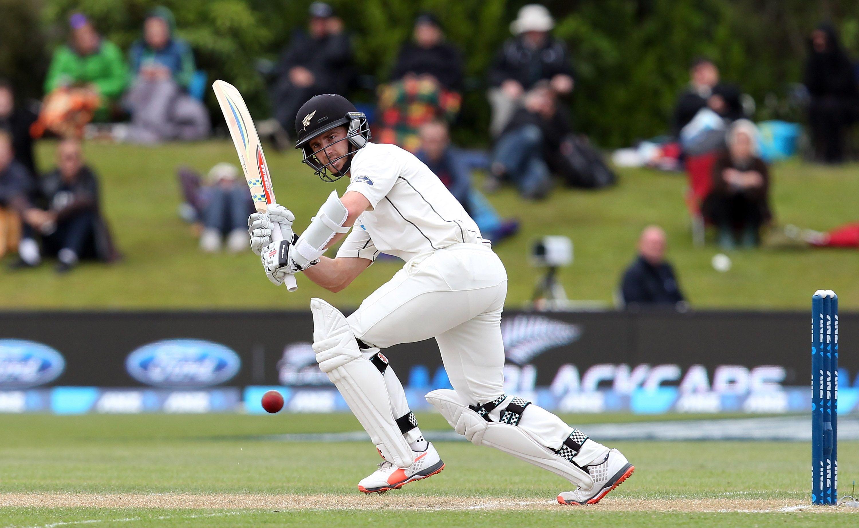 Kane Williamson of New Zealand bats during day three of the First