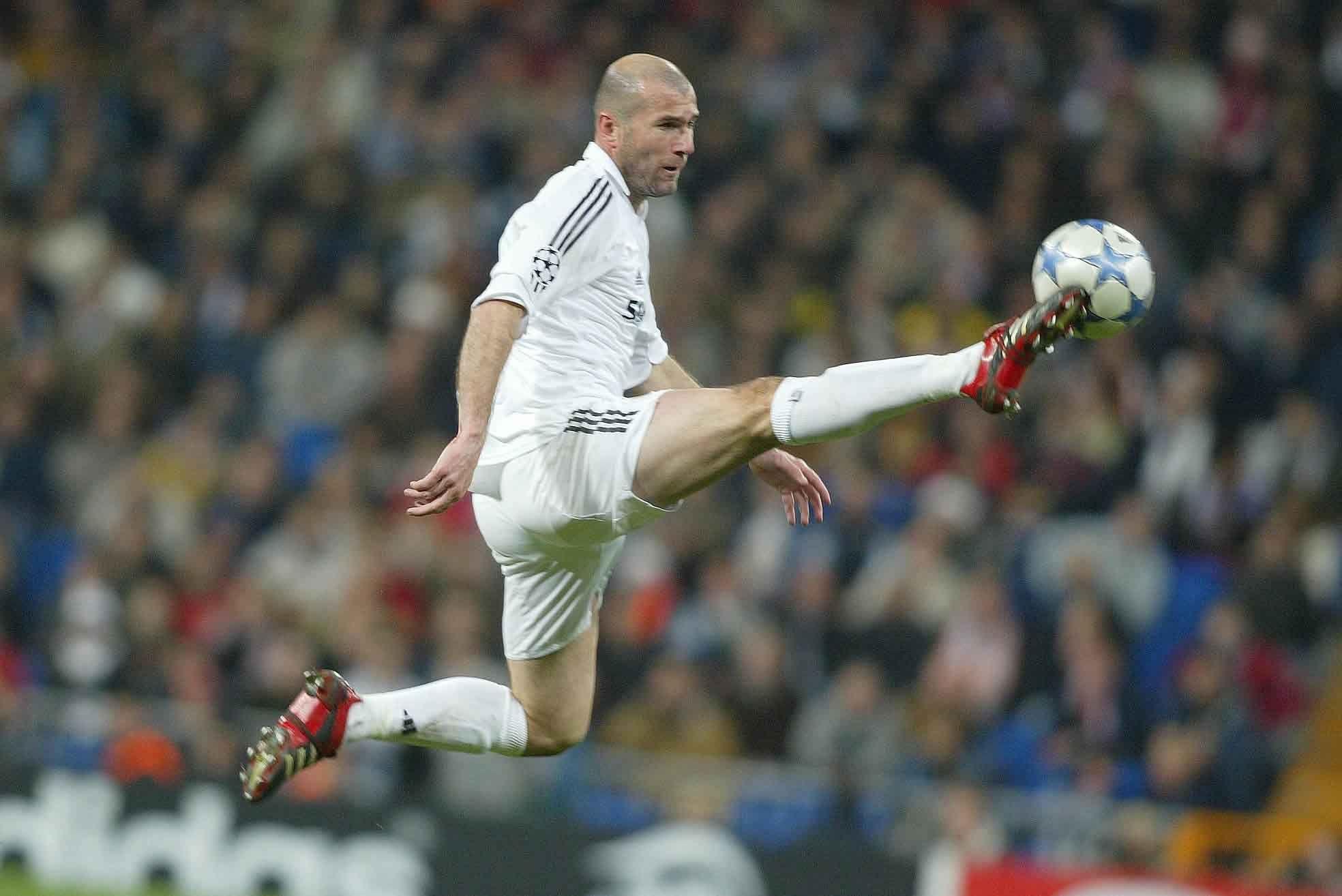 The legend of football Zinedine Zidane is hitting the ball