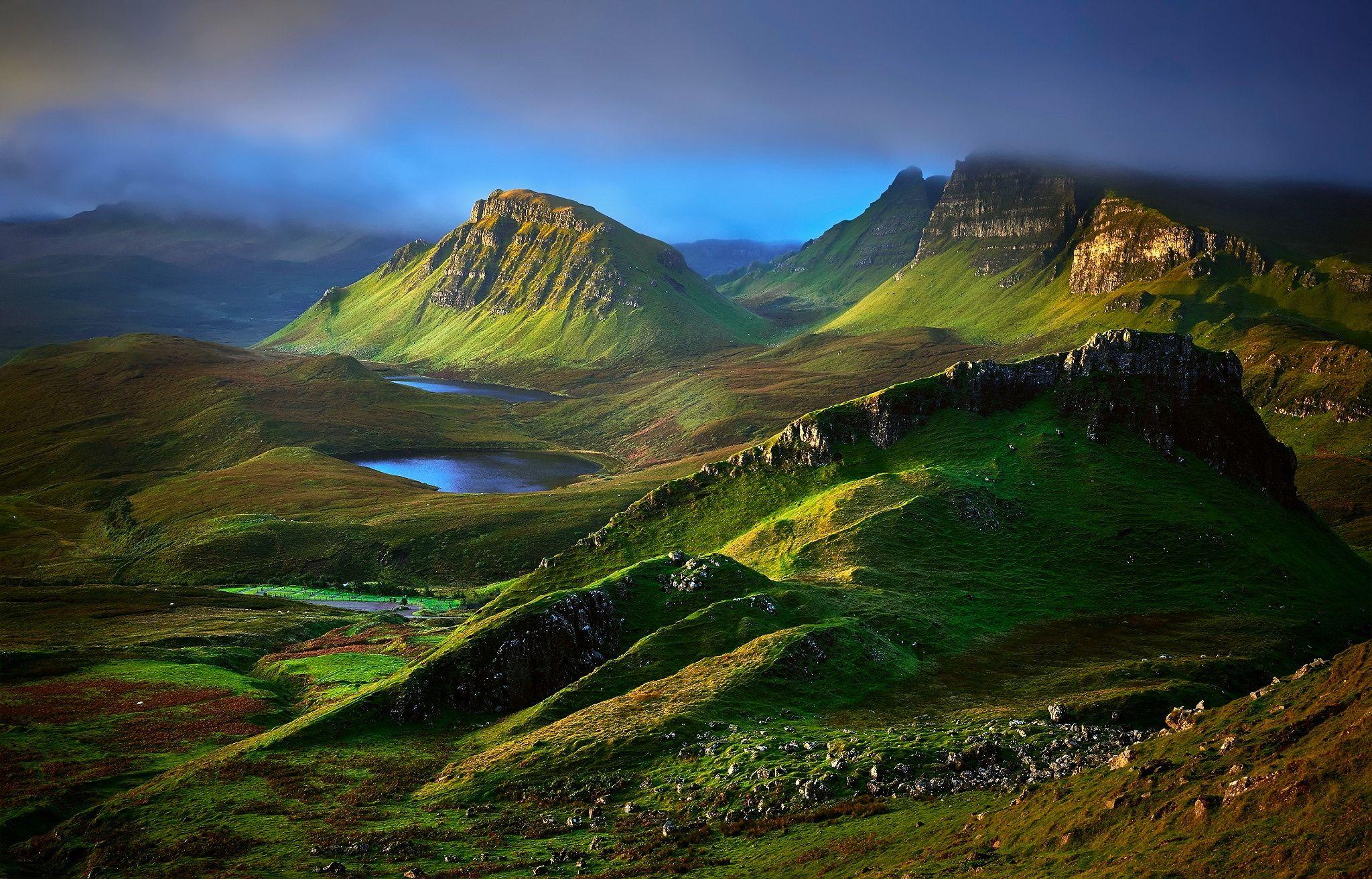 Wallpaper Scotland, Isle of Skye, highlands, hill, mountains, valley