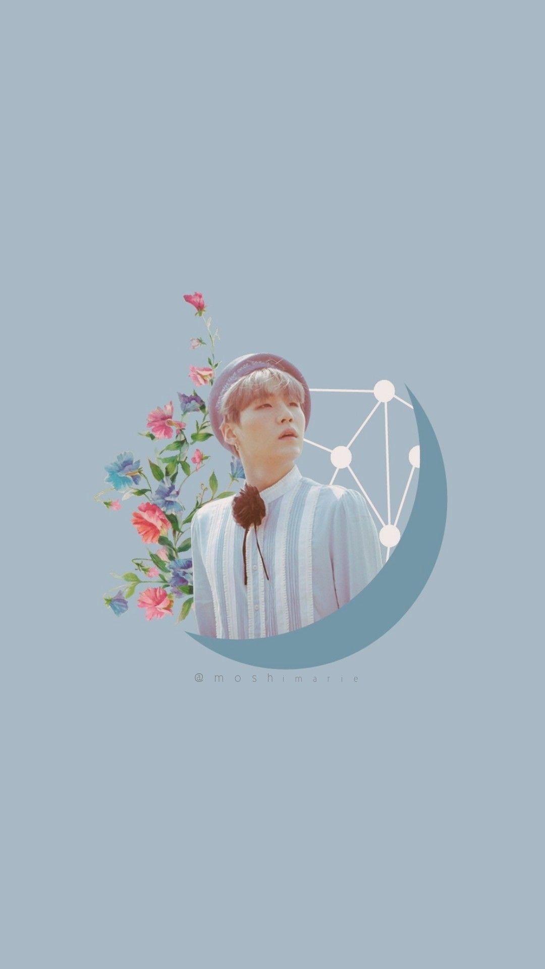 Suga wallpaper #suga #wallpaper #kpop #bts #aesthetic #blue #flower