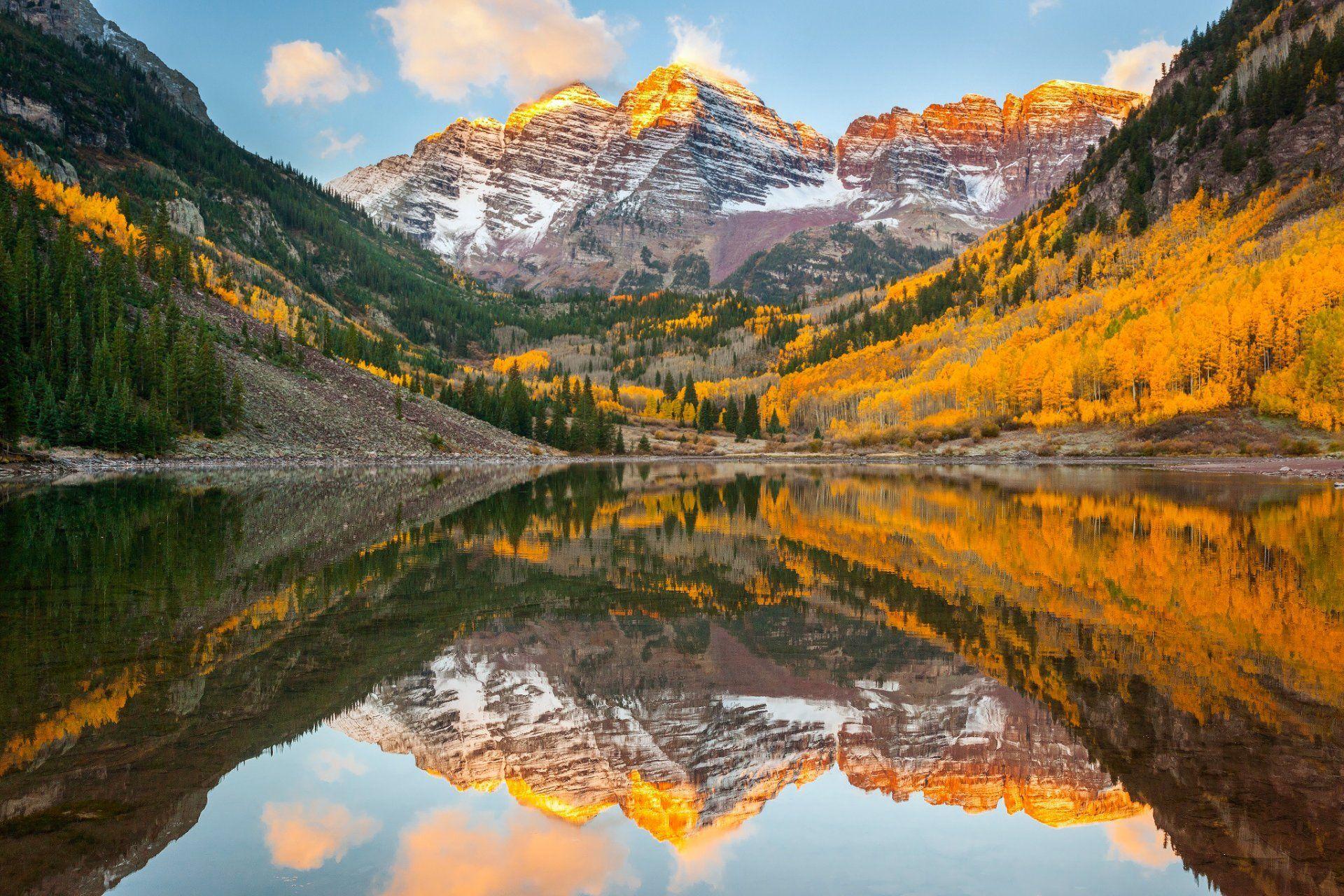 united states state colorado autumn rocky mountains maroon bells