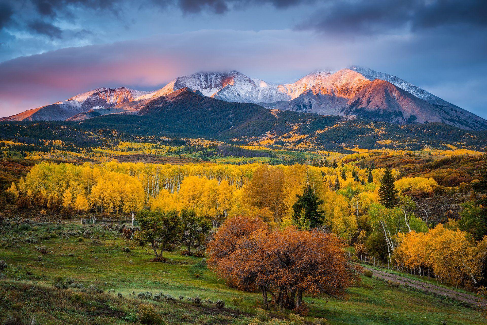 united states state colorado autumn mountain mount sopris morning