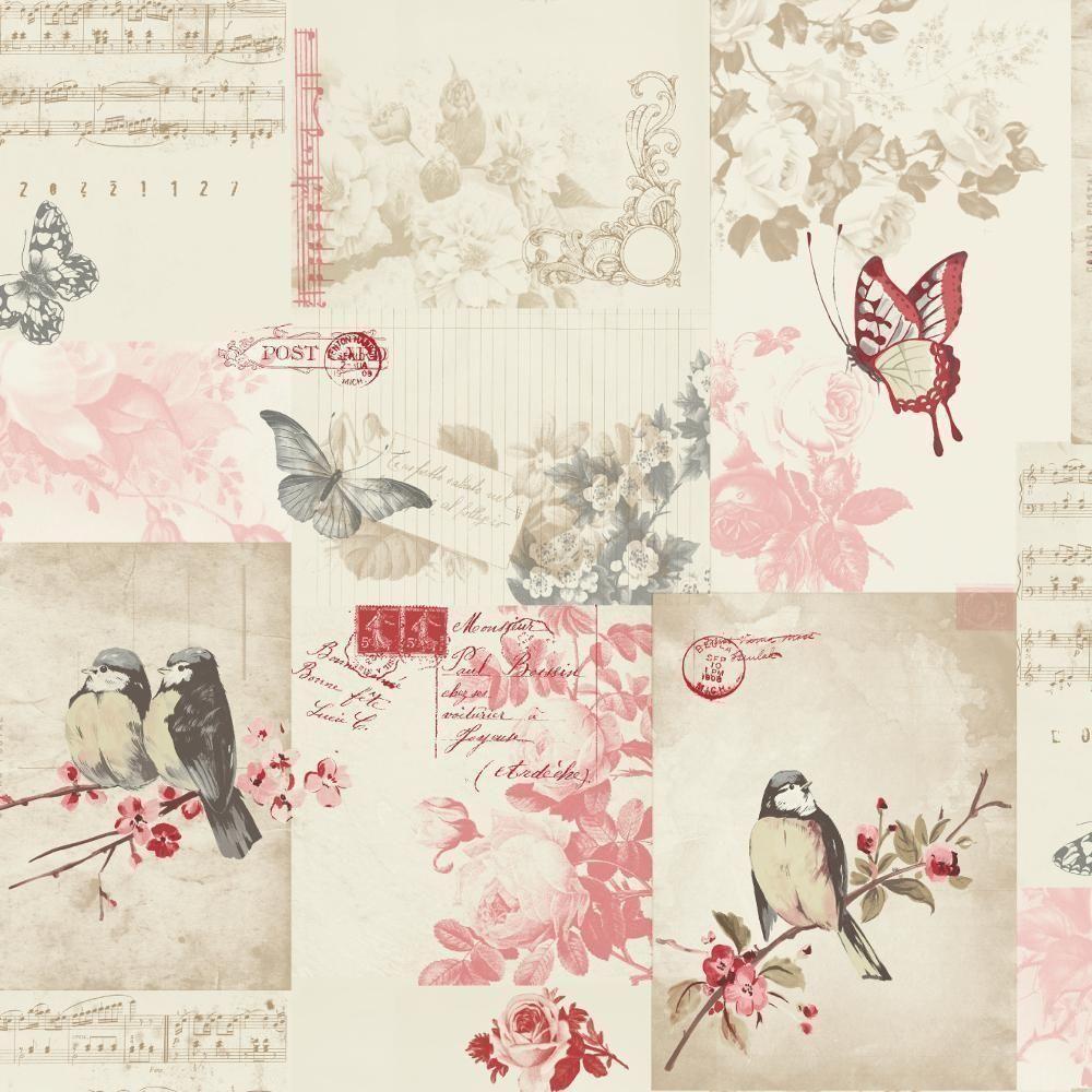 New holden decor songbird bird butterfly rose patterned postcard