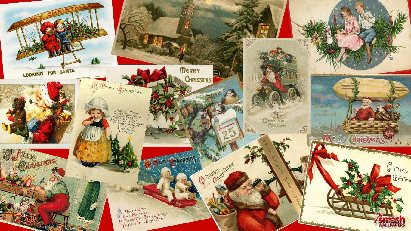 Vintage Christmas Postcards. Top quality wallpaper