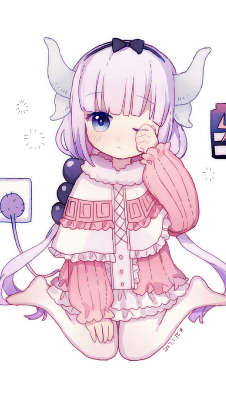 Anime Miss Kobayashi's Dragon Maid Kanna Kamui Mobile Wallpaper