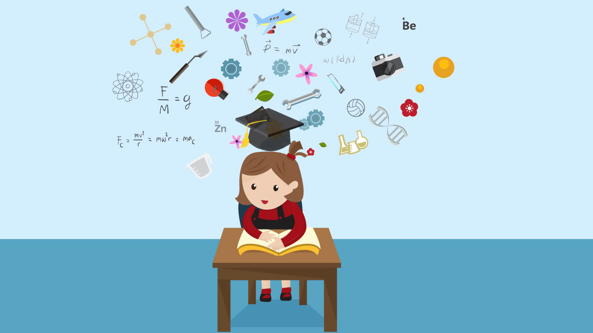 Doodle cartoon animation of science, chemistry, physics, astronomy