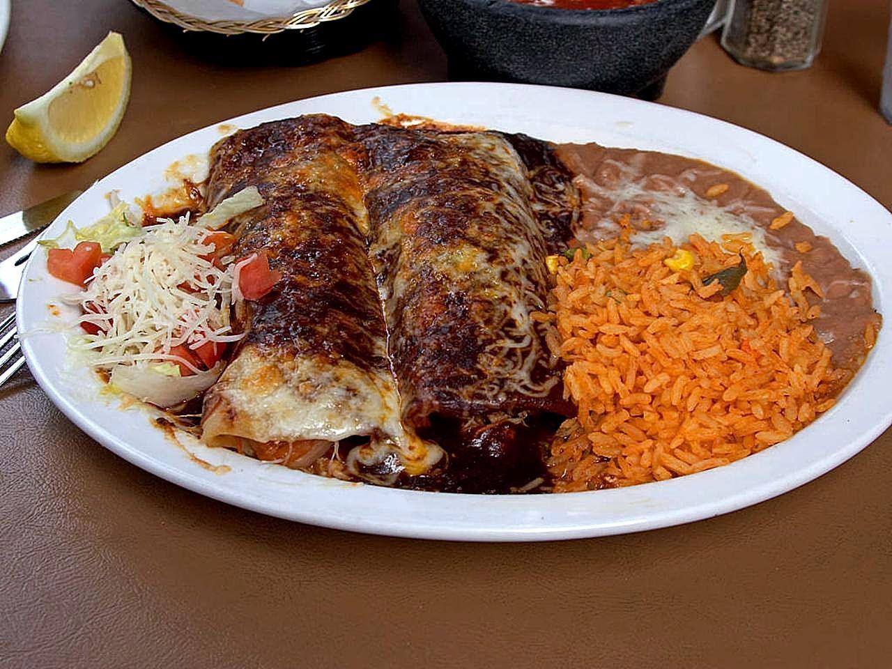 Free picture: enchiladas, rice, beans