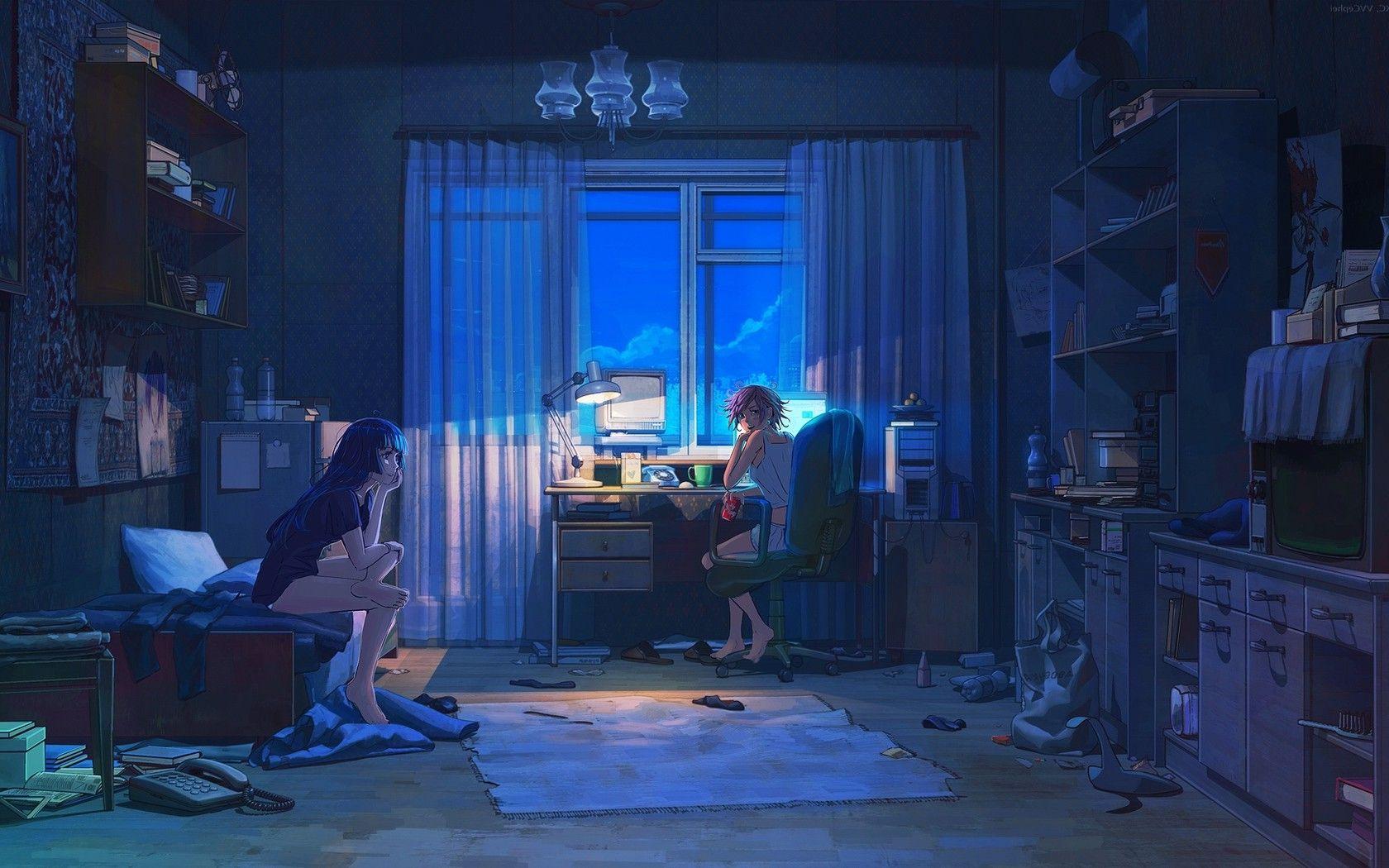 anime Girls, Original Characters, Dark, Moonlight, Everlasting Summer, Women Wallpaper HD / Desktop and Mobile Background