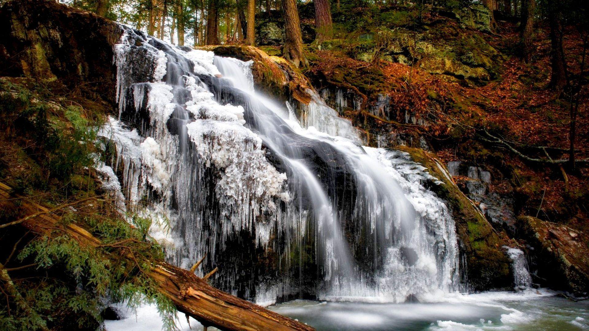 Waterfalls: Ice Falls Connecticut Forest Beautiful Nonnewaug