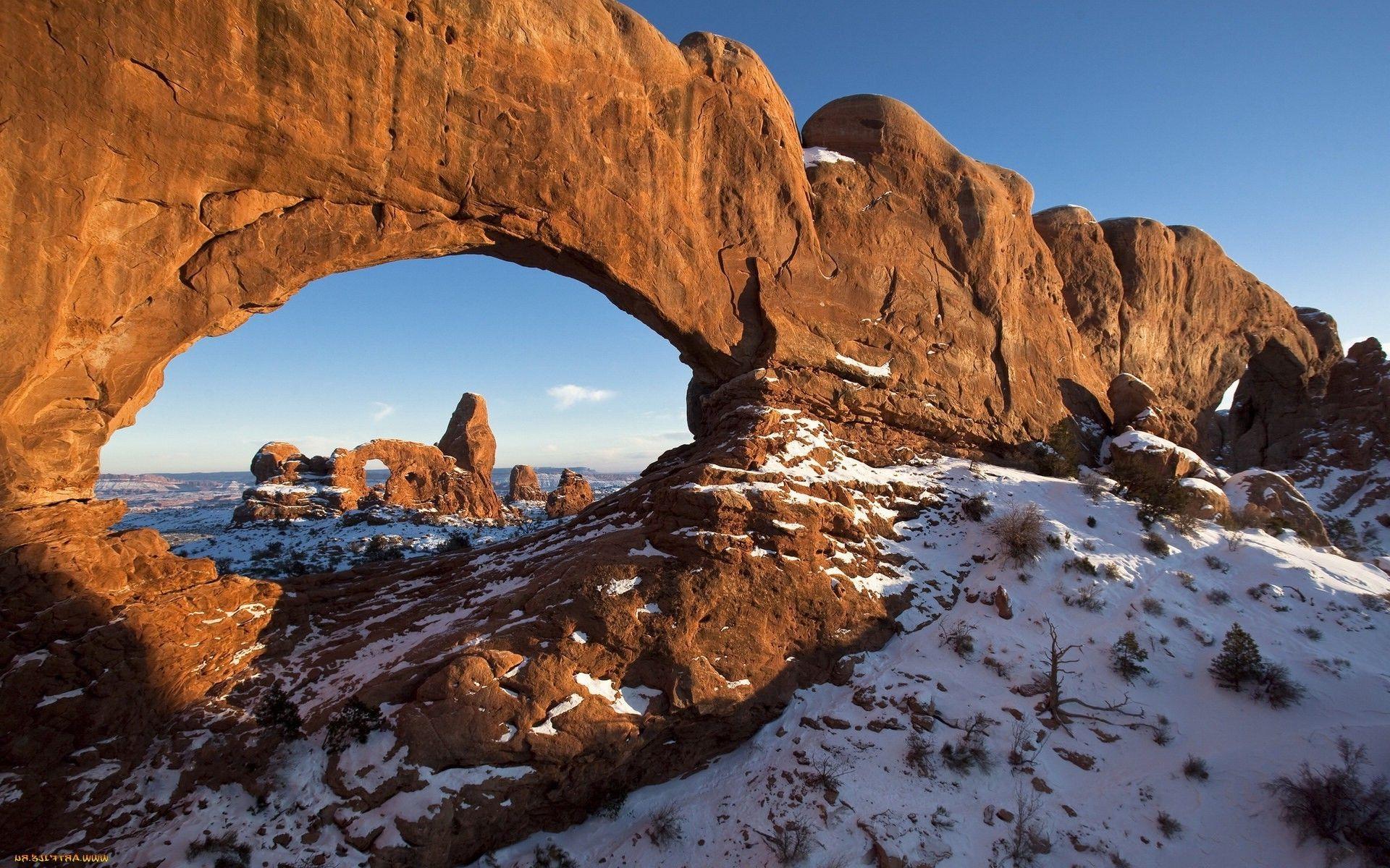 landscape, Rock Formation, Arch, Snow, Utah Wallpaper HD / Desktop