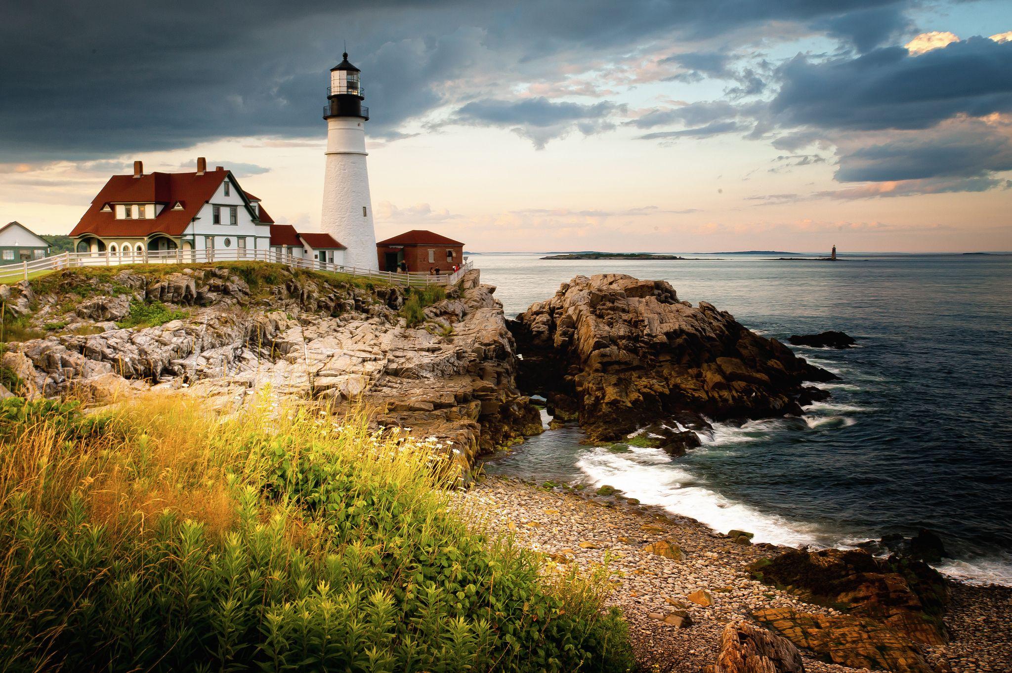 Picture USA Cape Elizabeth Maine Nature Lighthouses Coast 2048x1363