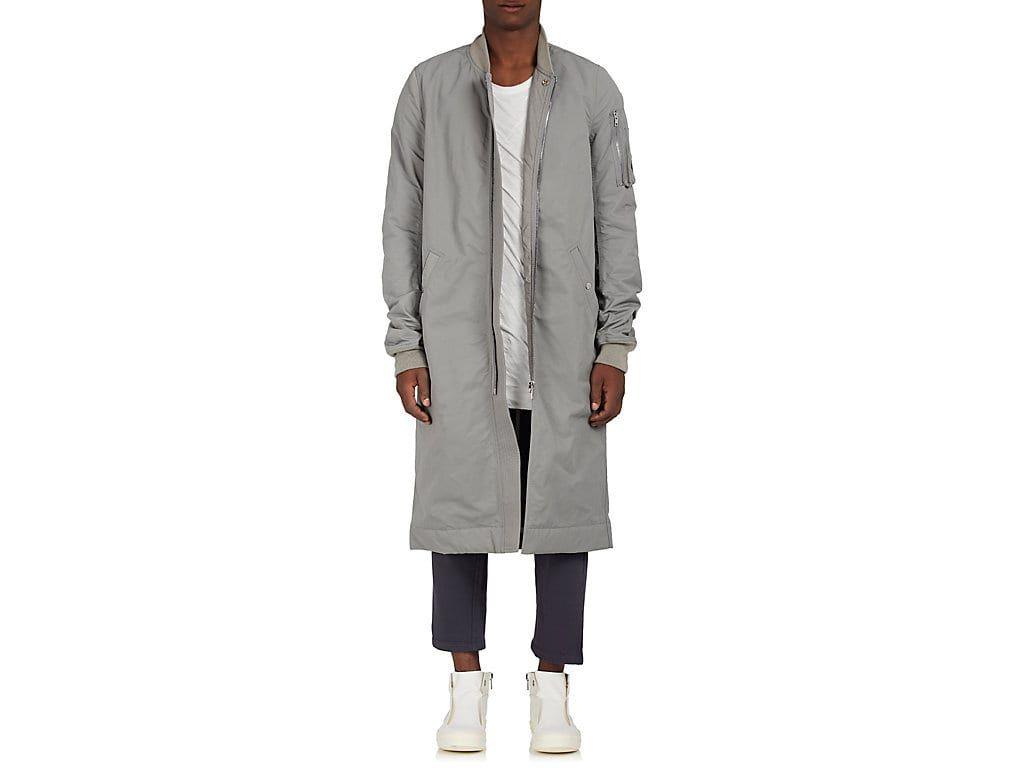 RICK OWENS DRKSHDW COTTON BLEND INSULATED LONG BOMBER JACKET