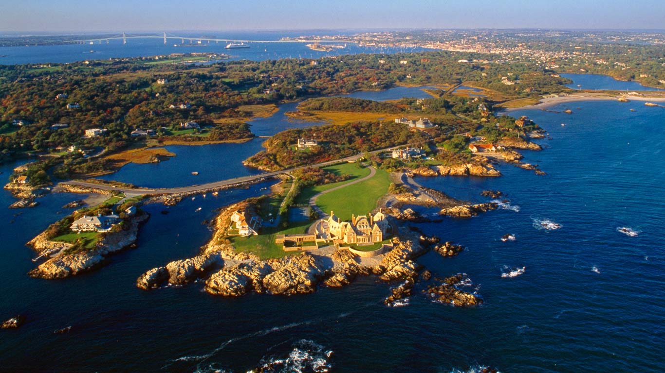 Aerial view of Ocean Drive in Newport, Rhode Island wallpapers by.