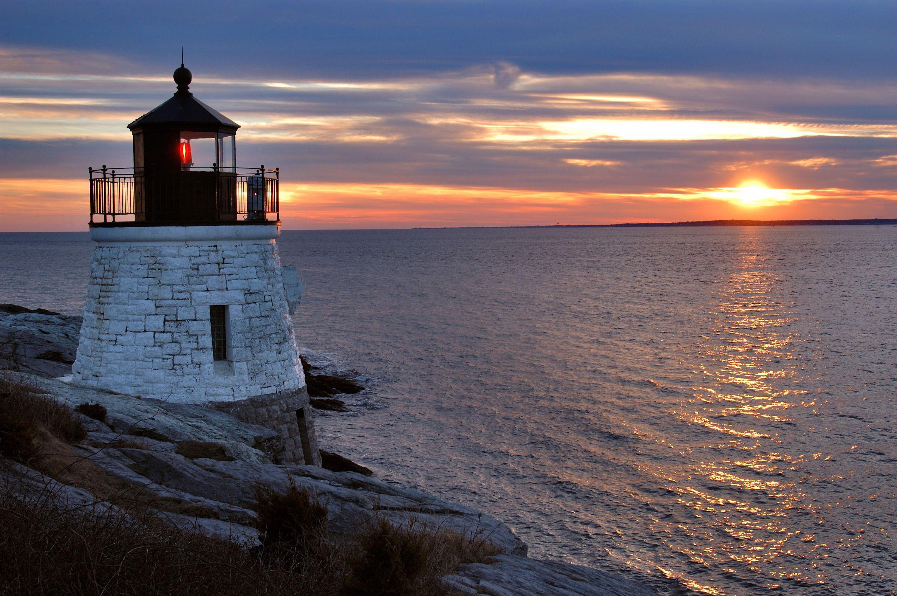 Castle Hill Lighthouse and East passage of Narragansett Bay