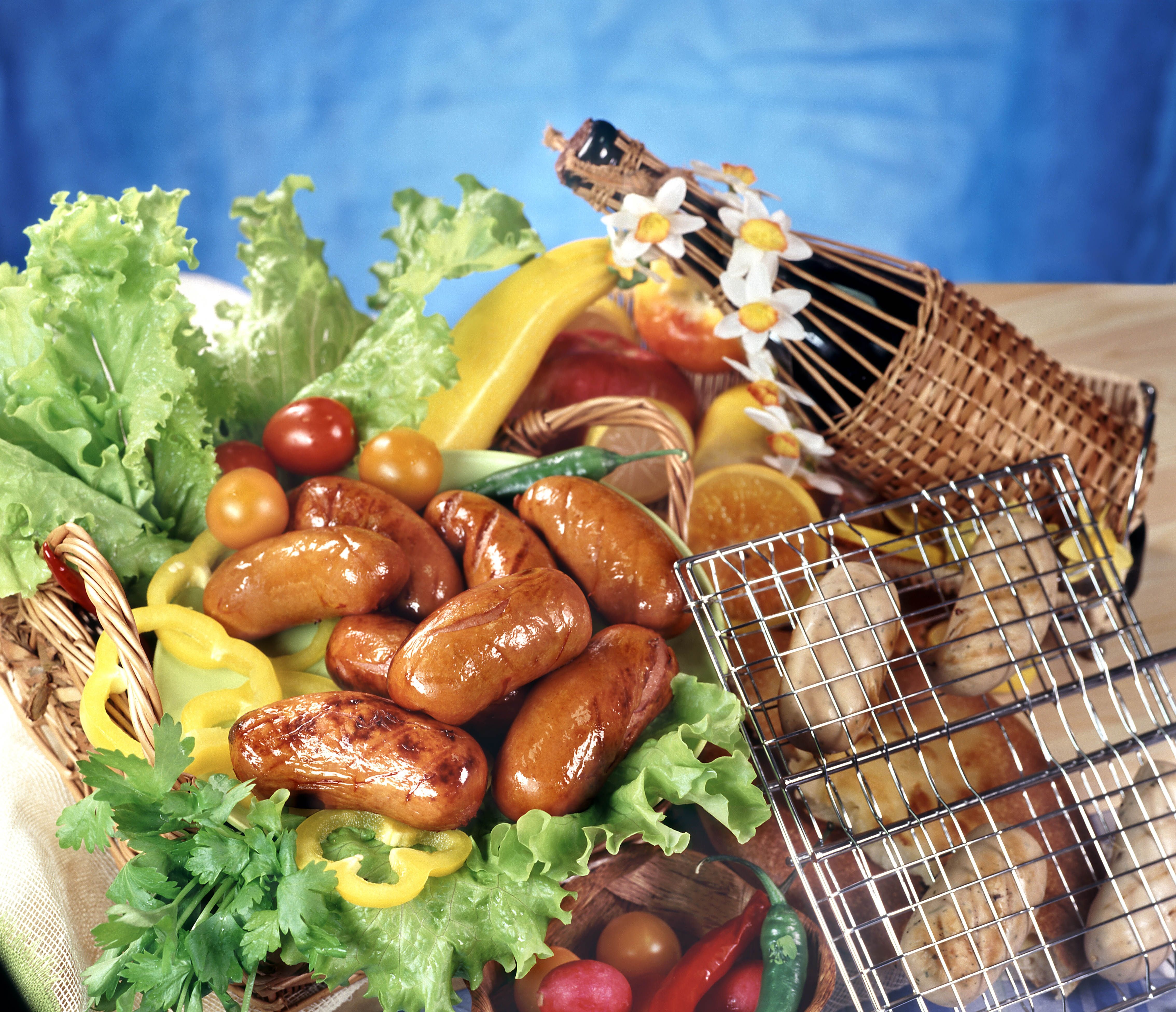 Wallpaper Sausages, Vegetables, Herbs HD, Picture, Image