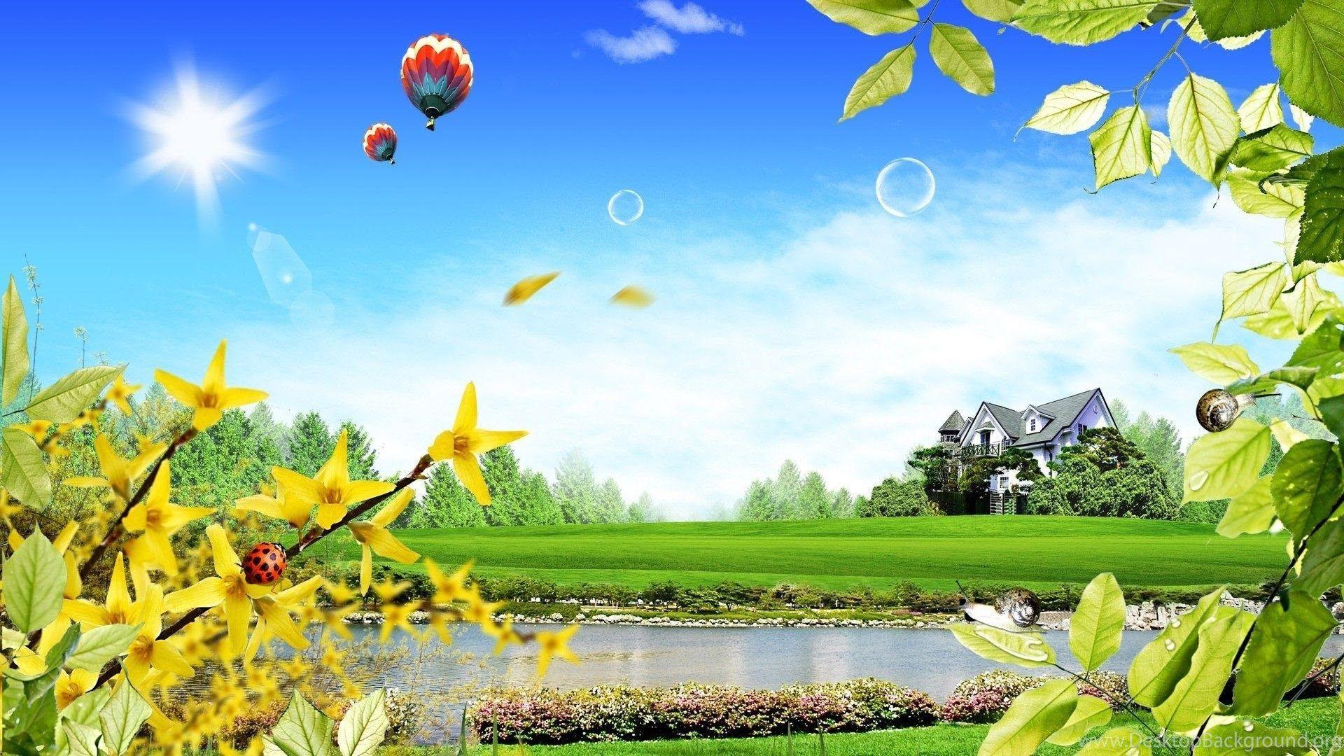 Digital Art Of Balloon And Sweet Home HD Wallpaper Desktop Background