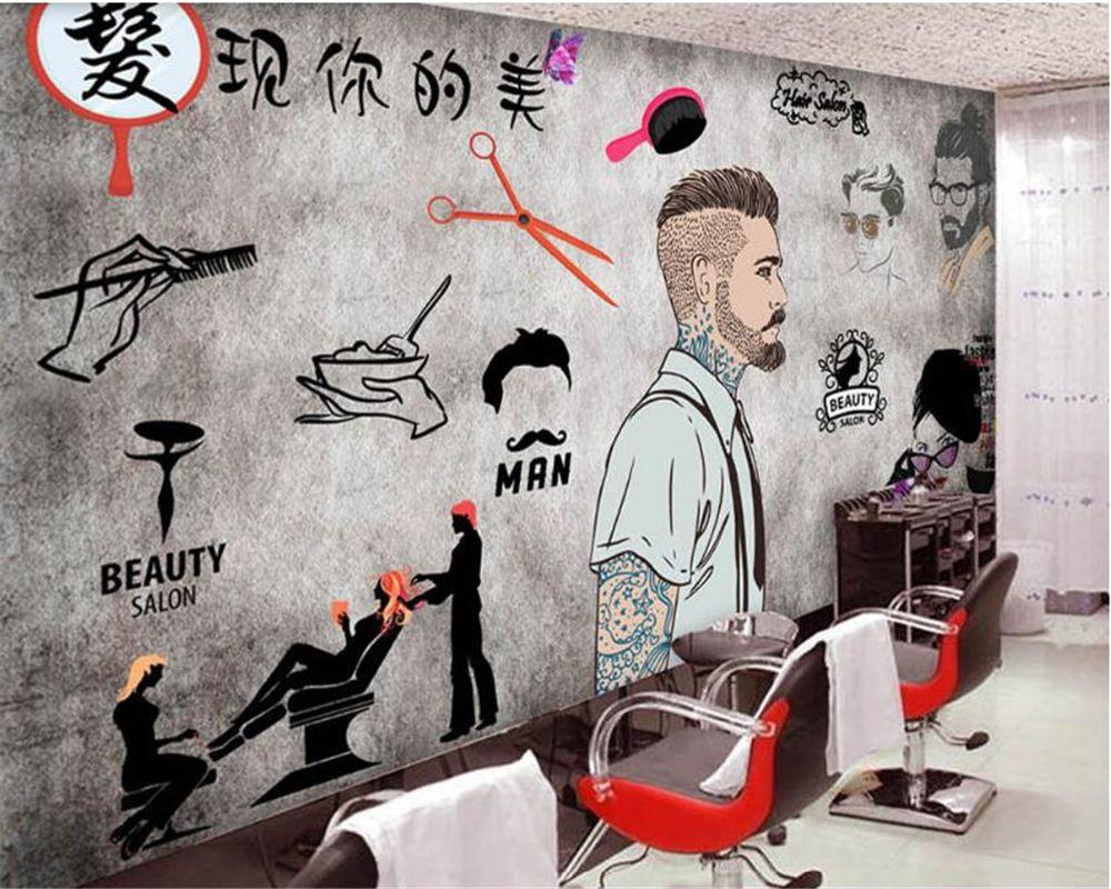 Custom Barber Shop Wallpapers, Trendy Haircut Elements Mural For