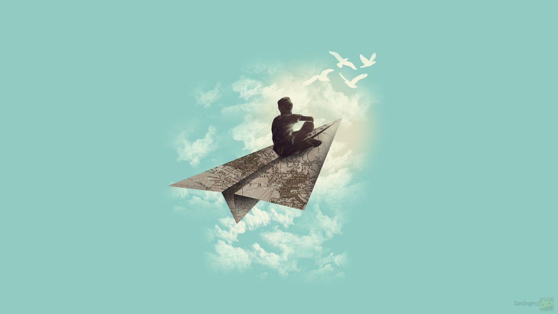 Man on a paper airplane wallpaper and image, picture