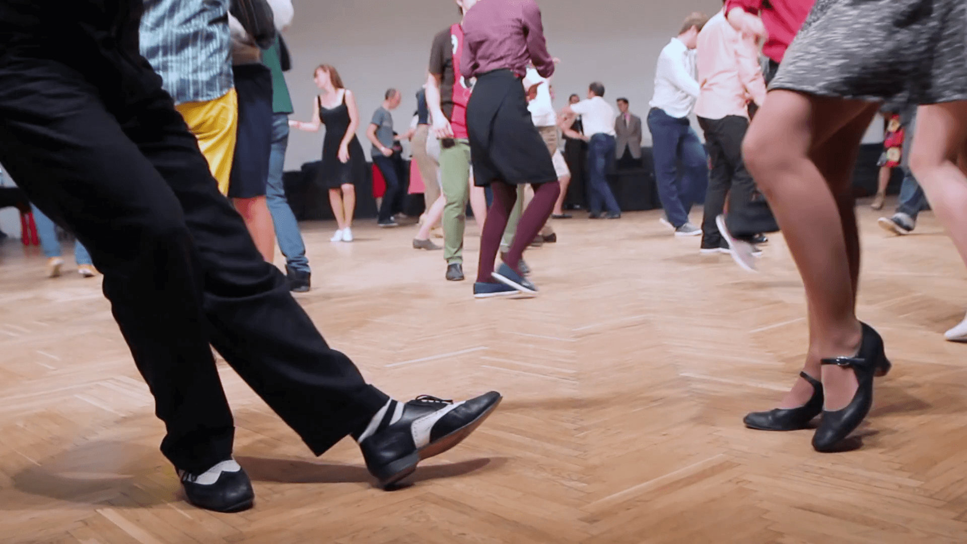 Dancers perform lindy hop dance at the swing festival. Dancing legs