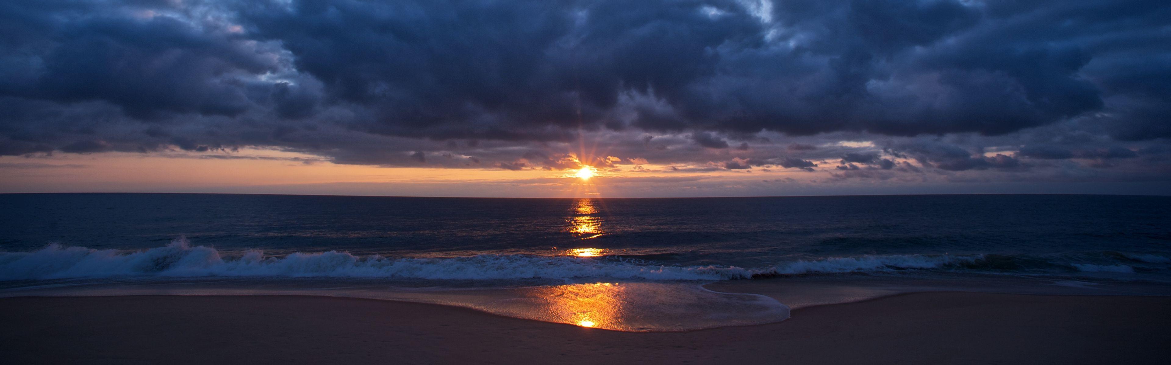 Download Wallpaper beach sunset ocean usa dawn sunrise clouds