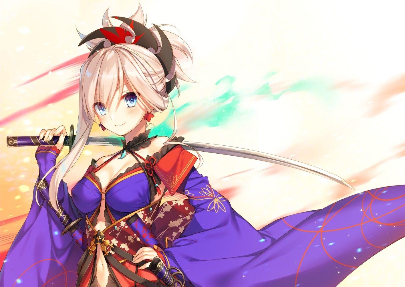 Wallpaper Miyamoto Musashi, Saber, Fate Grand Order, Katana, Blonde