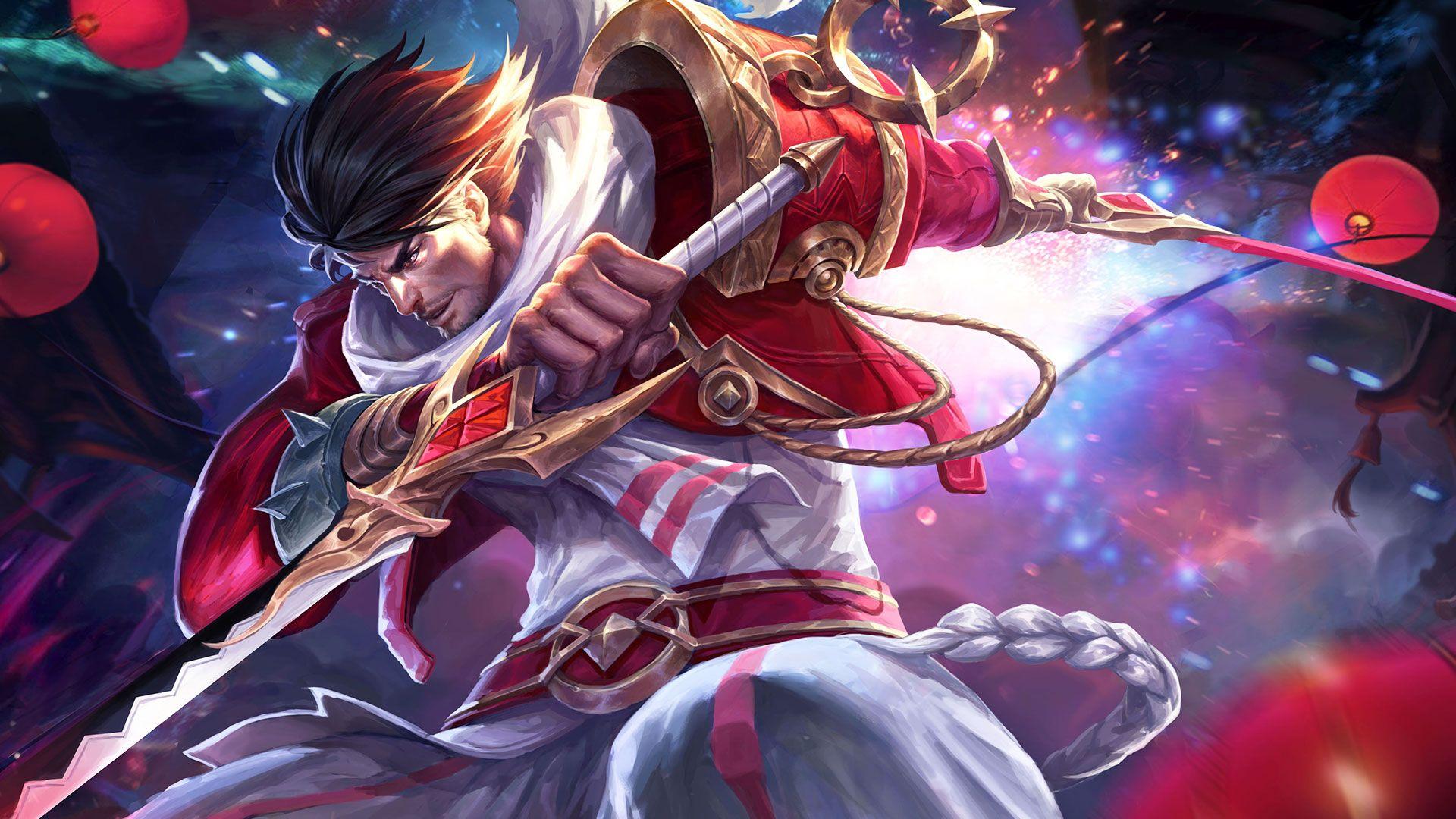 King Of Glory Character Miyamoto Musashi Warrior Weapons Swords Red