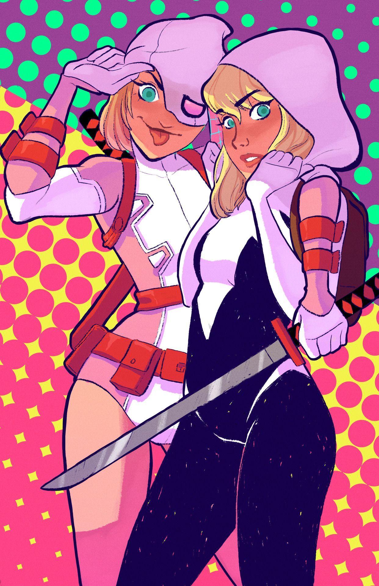 Spider Gwen and Gwenpool.