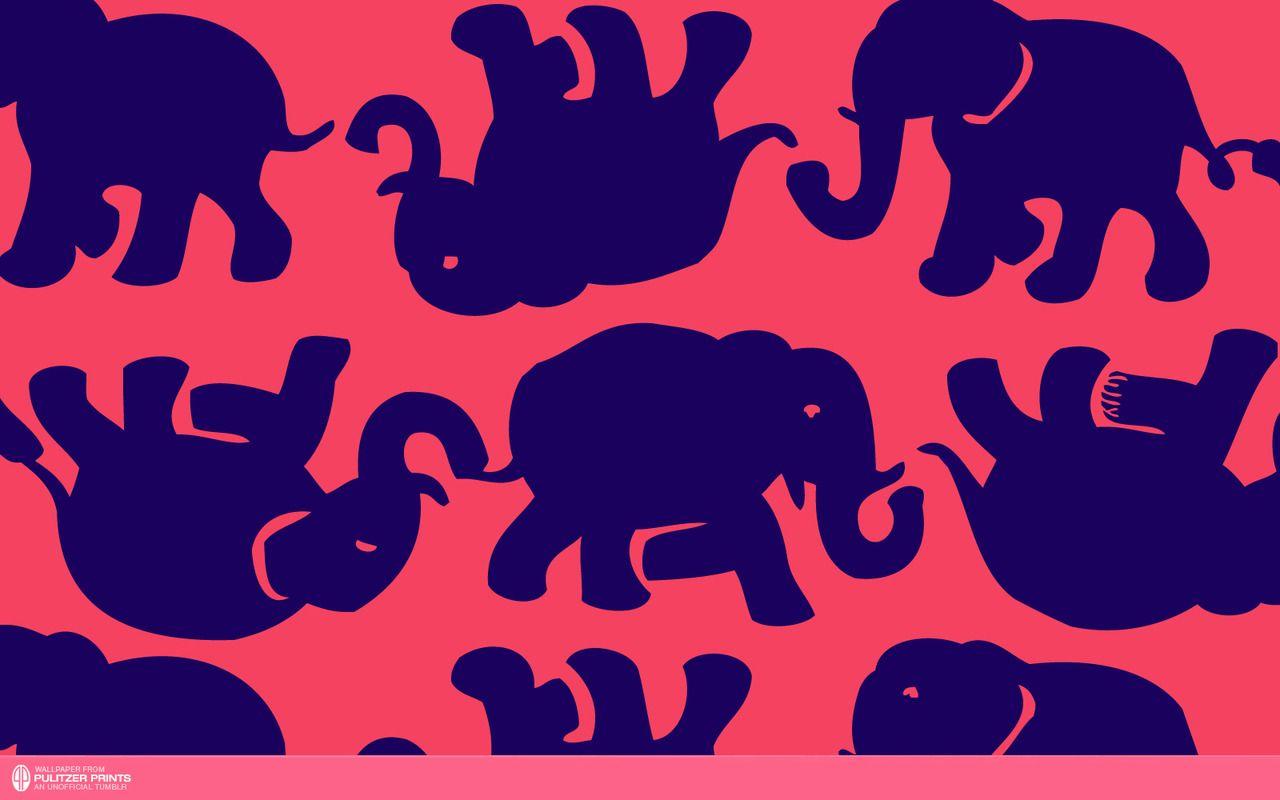 Interior Decor: Blue Elephant Preppy Wallpaper With Background Pink