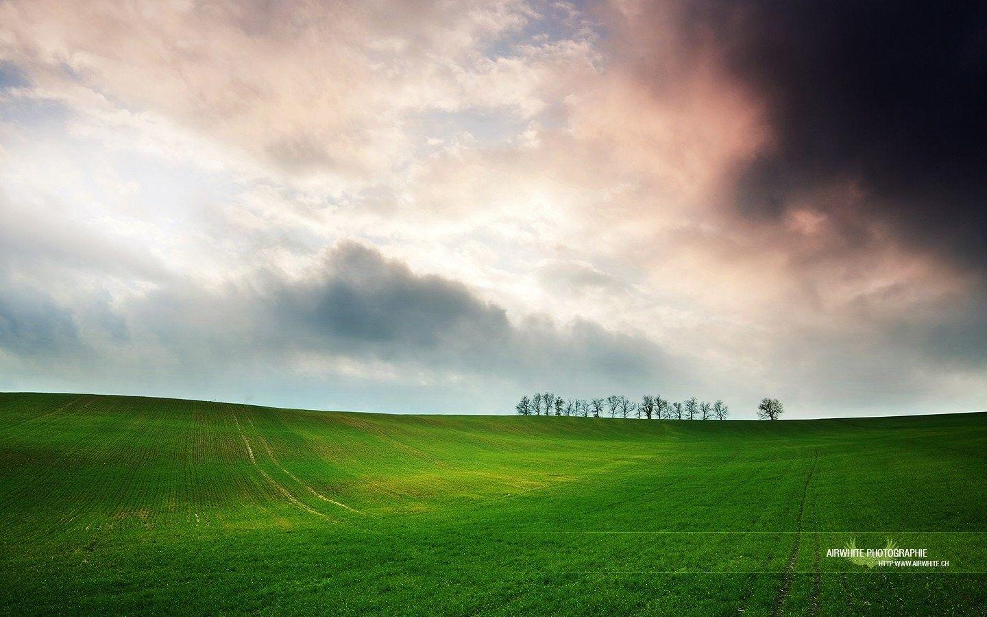 wallpaper: Nature Clouds Green Fields Image