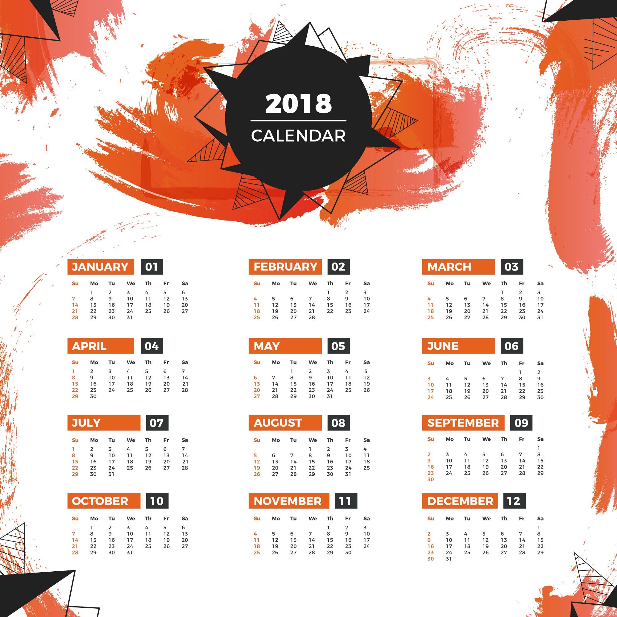 Year Calendar Wallpaper: Download Free 2018 Calendar