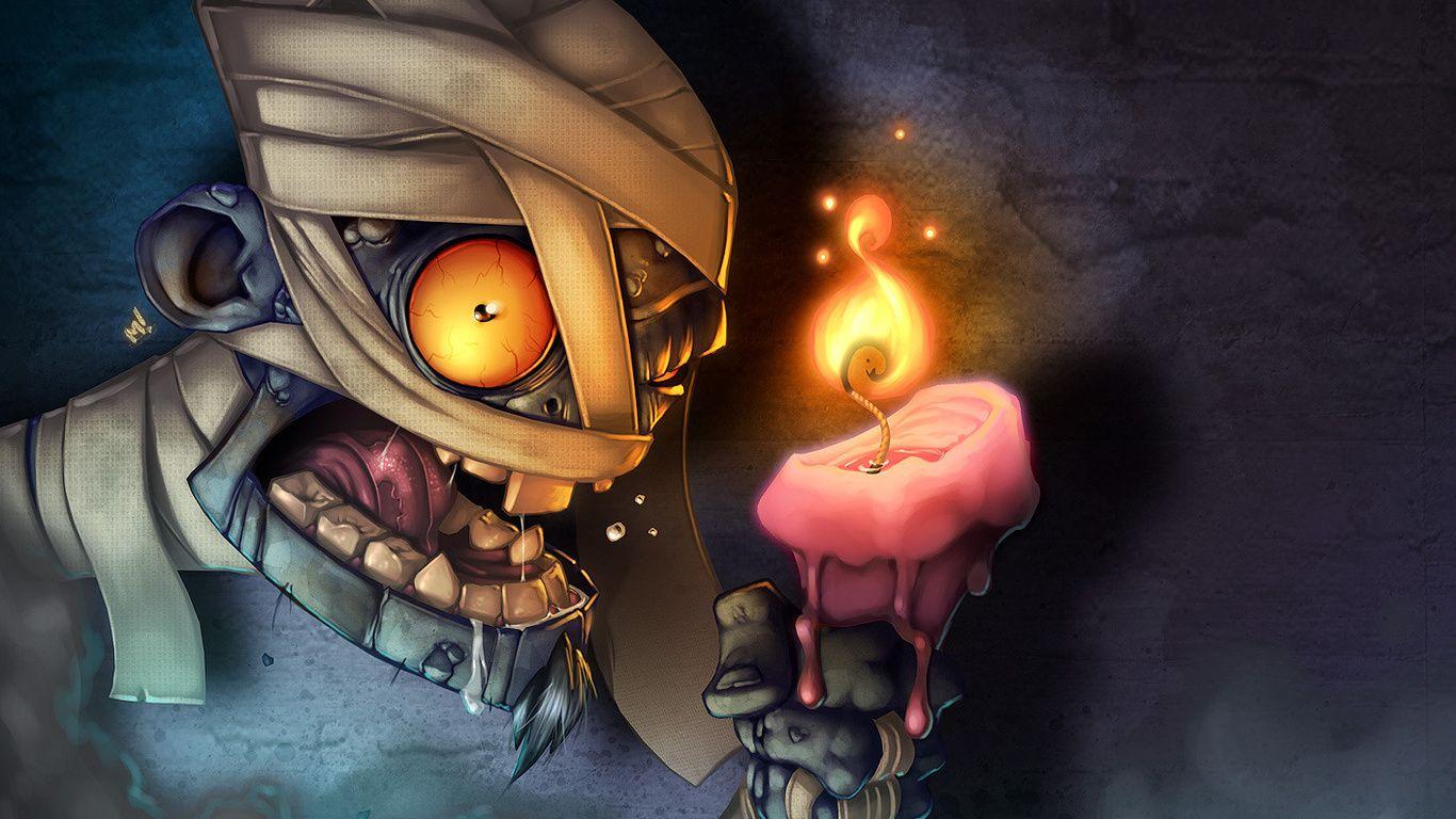 Wax, Mummy, Zombie, Bandages, Candle, Fire Wallpaper