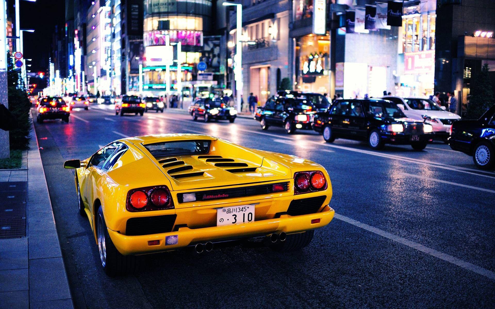 yellow, cars, Lamborghini, Lamborghini Diablo, street wallpaper