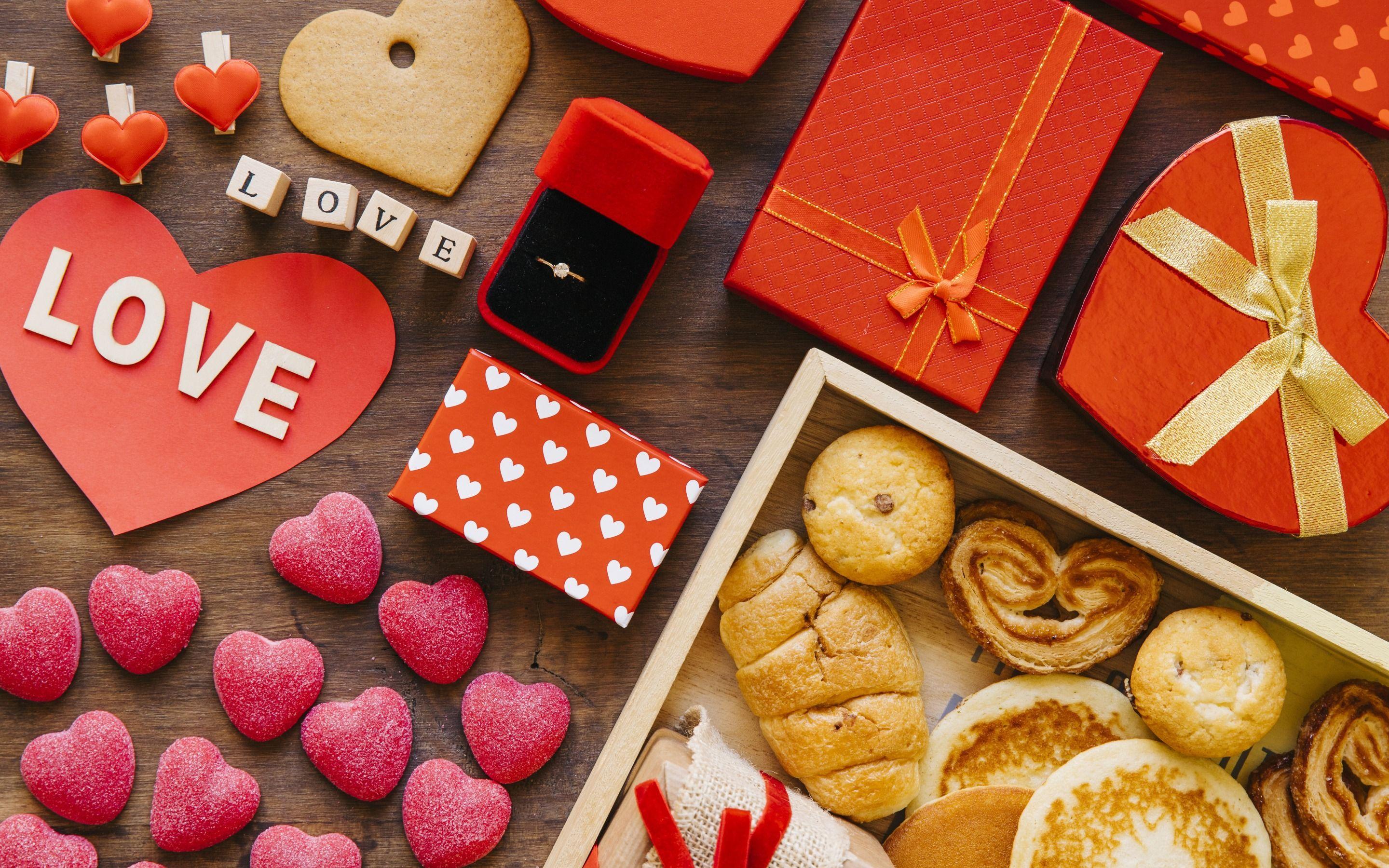 Download wallpaper Valentines Day, example of a romantic breakfast