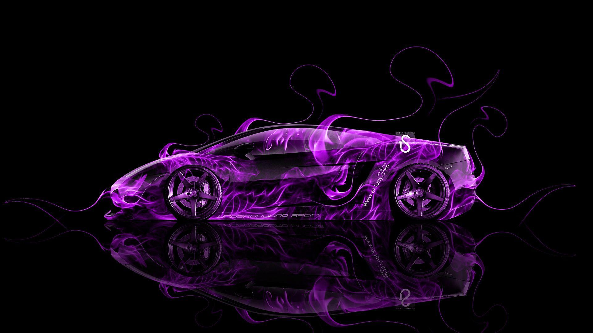 Lamborghini Gallardo Side Fire Abstract Car 2014