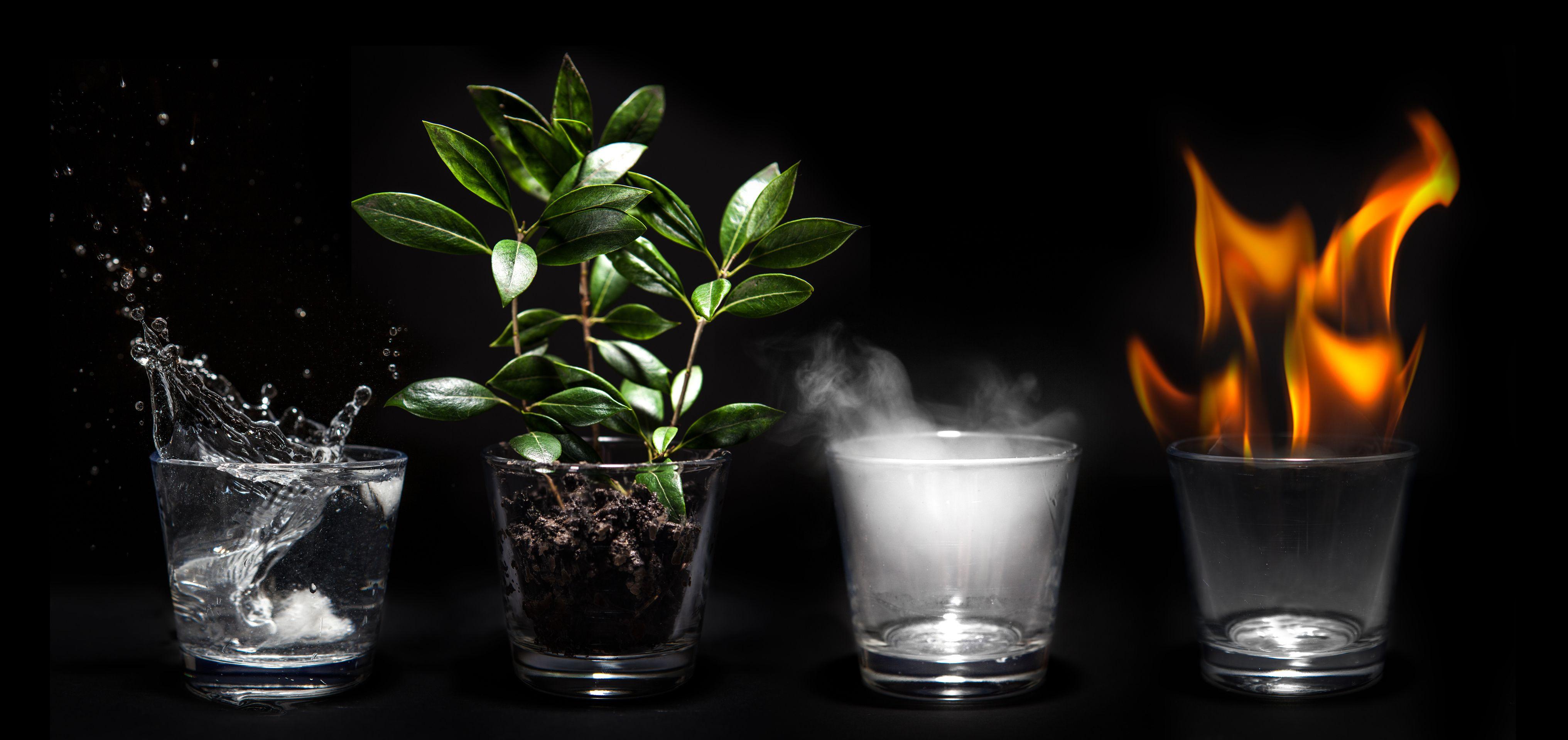 Image 4 elements glass cup fire earth air water Fire 4065x1919